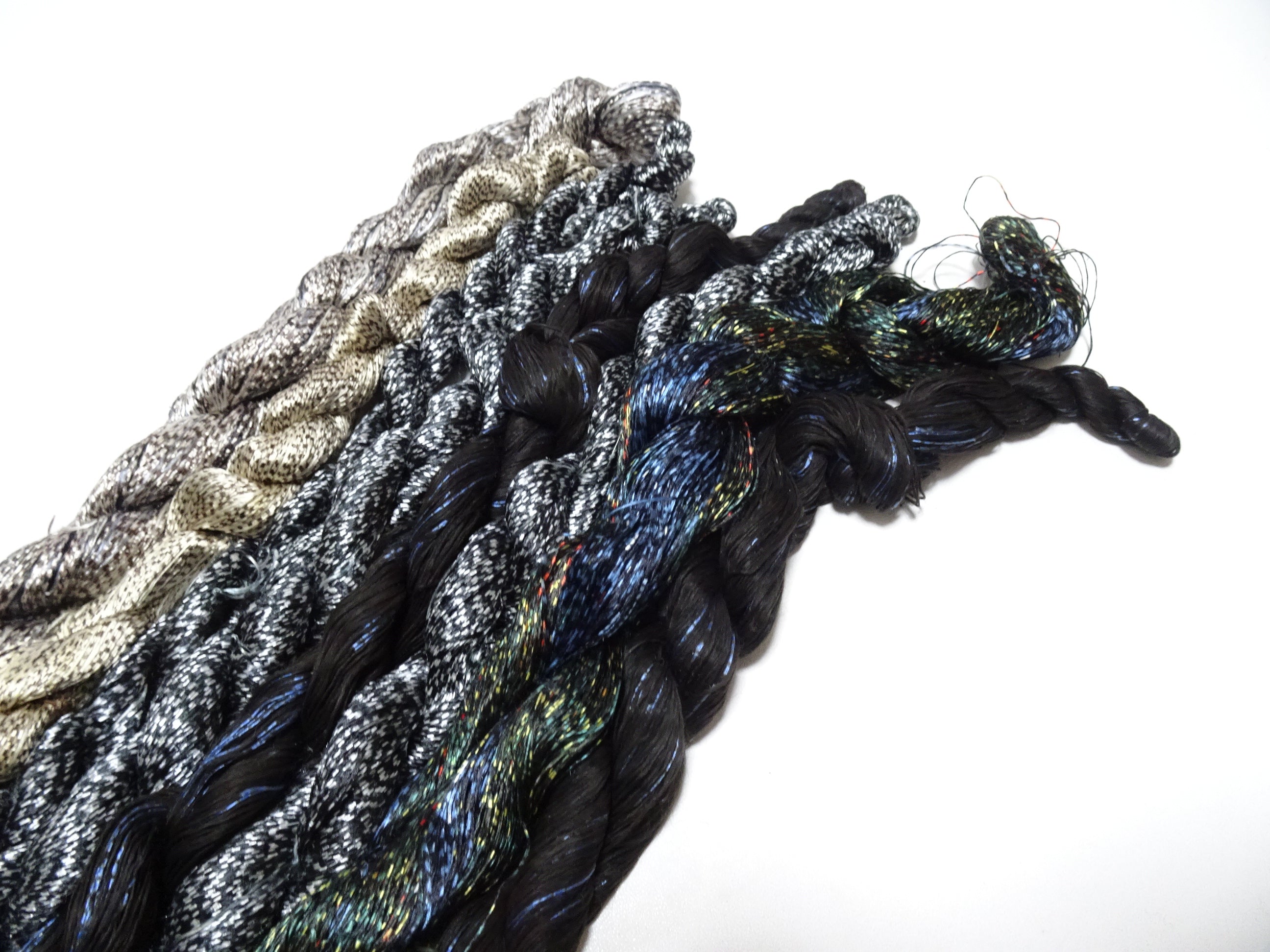 Japanese Vintage Super Rare Mud Dyeing kasuri loose Twisted Silk Thread Various Sets Embroidery & weave 13728