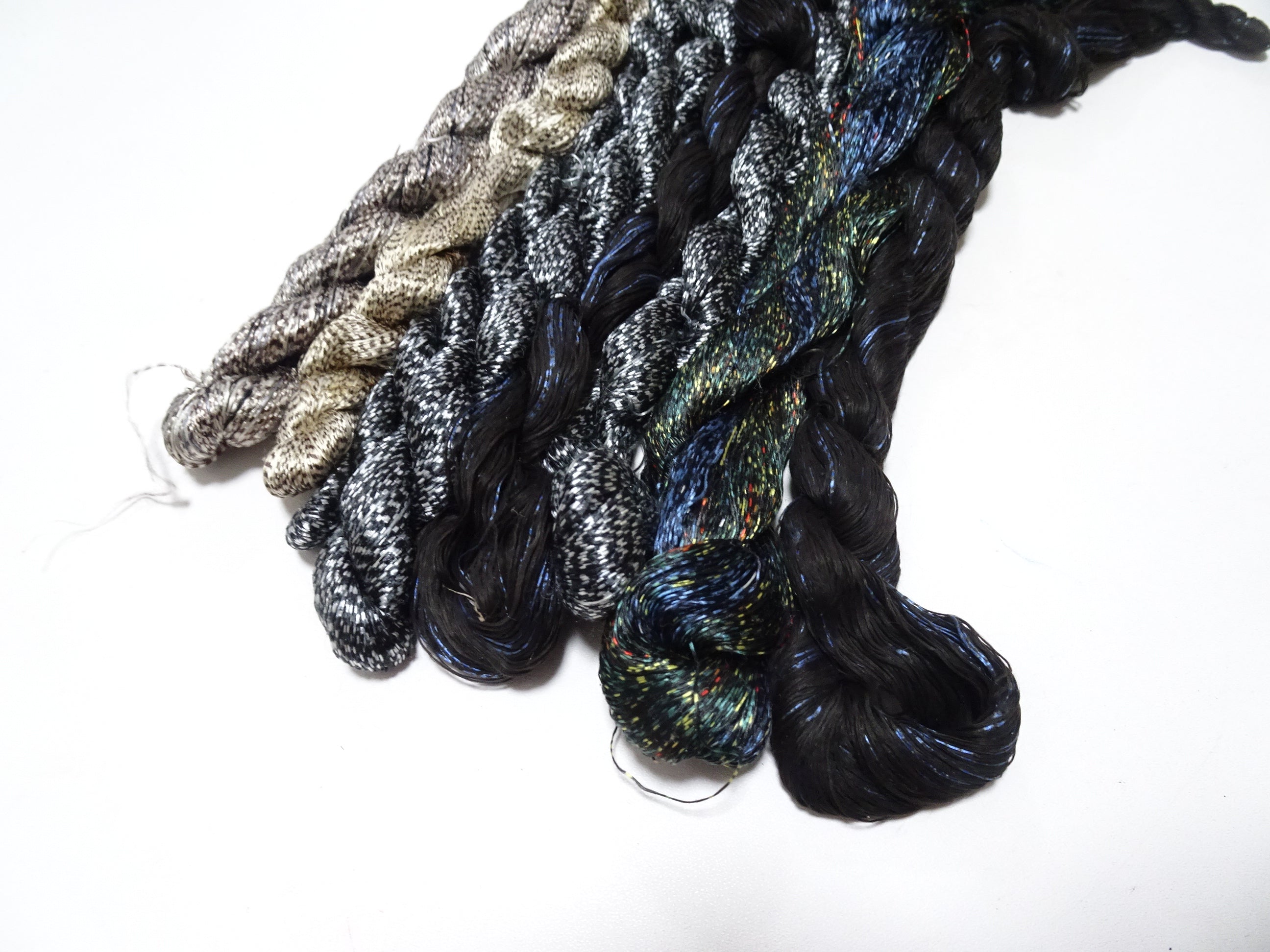 Japanese Vintage Super Rare Mud Dyeing kasuri loose Twisted Silk Thread Various Sets Embroidery & weave 13728