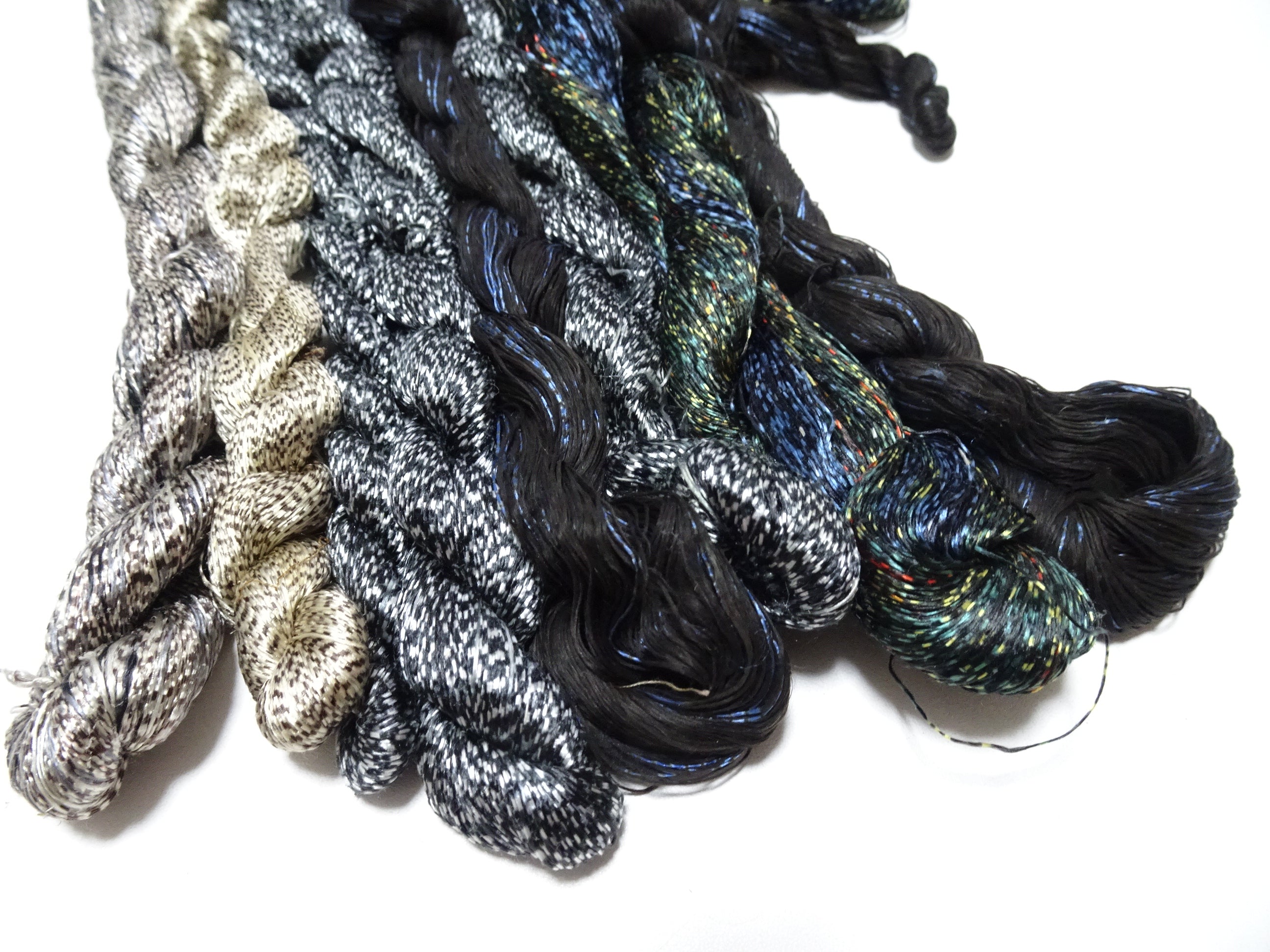 Japanese Vintage Super Rare Mud Dyeing kasuri loose Twisted Silk Thread Various Sets Embroidery & weave 13728