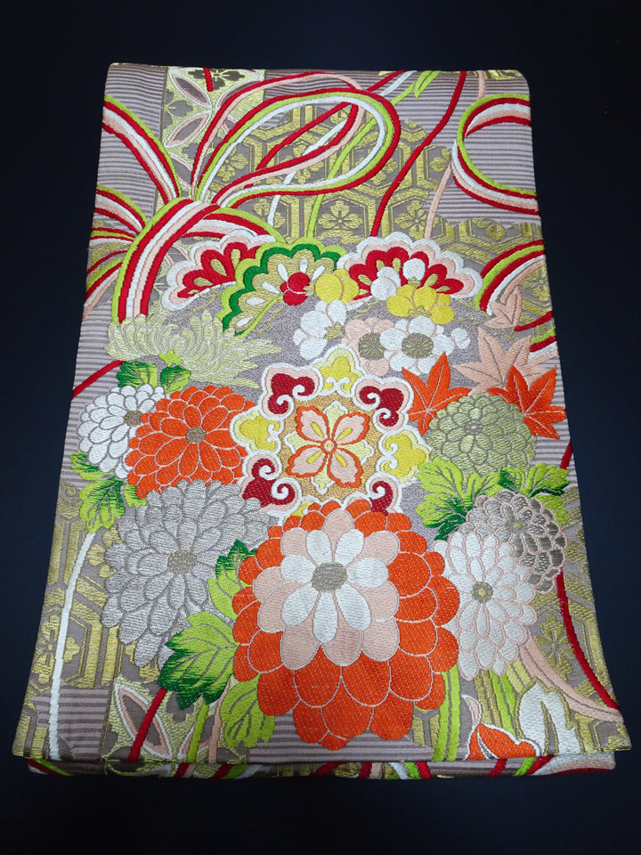Japanese Antique Maru Obi – Double-Sided All-Over Design  Elegant  17515