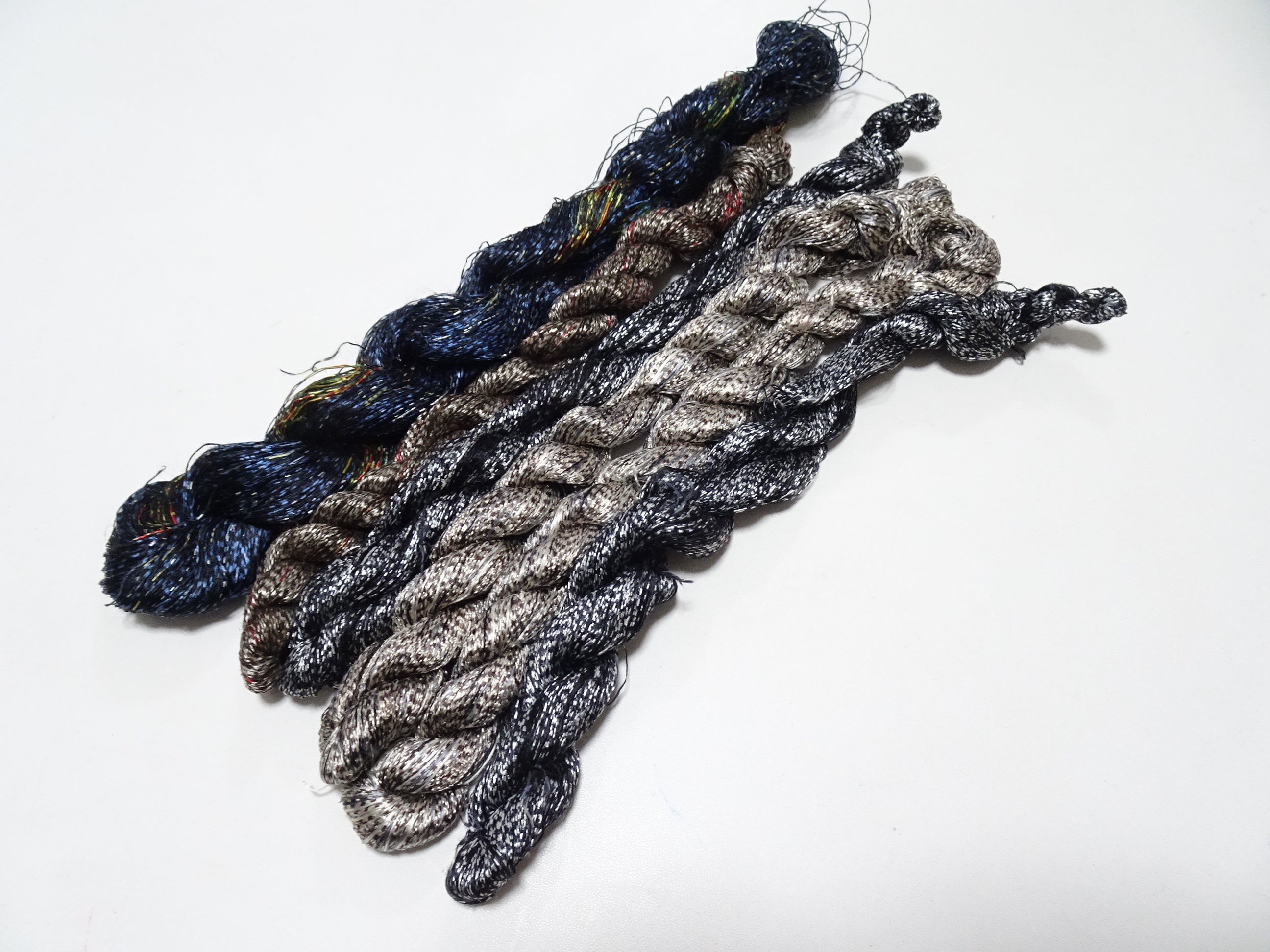 Japanese Vintage Super Rare Mud Dyeing kasuri loose Twisted Silk Thread Various Sets Embroidery & weave 13729