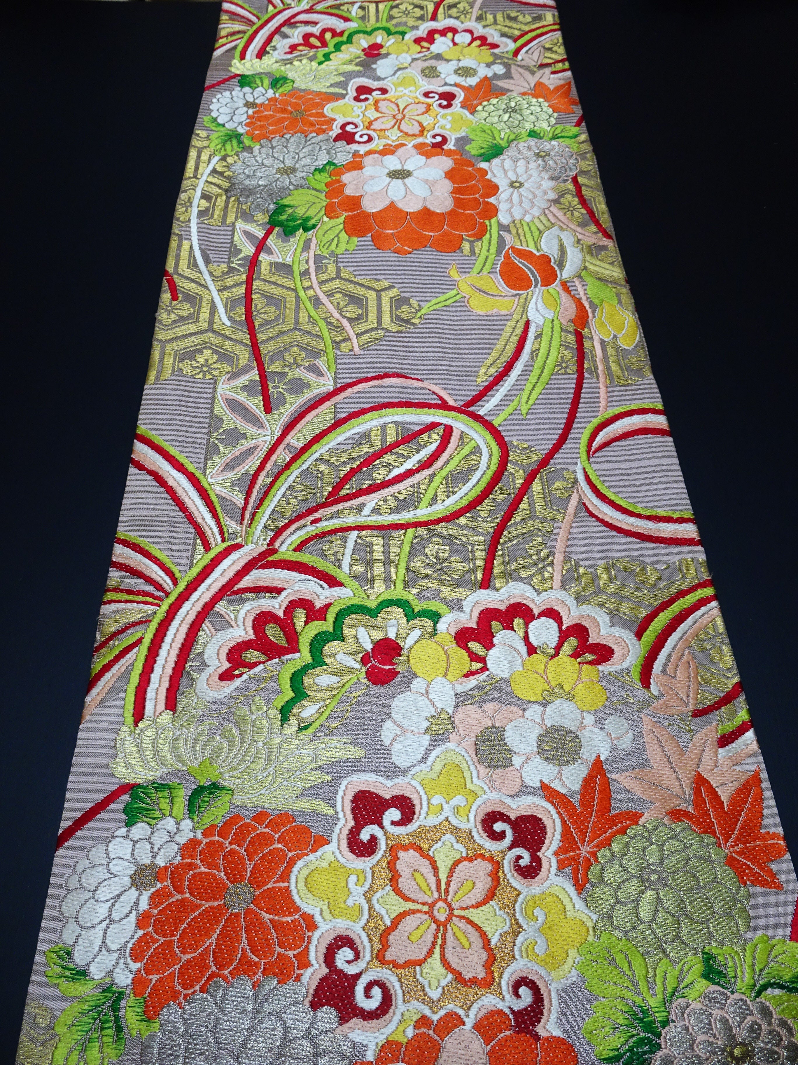 Japanese Antique Maru Obi – Double-Sided All-Over Design  Elegant  17515
