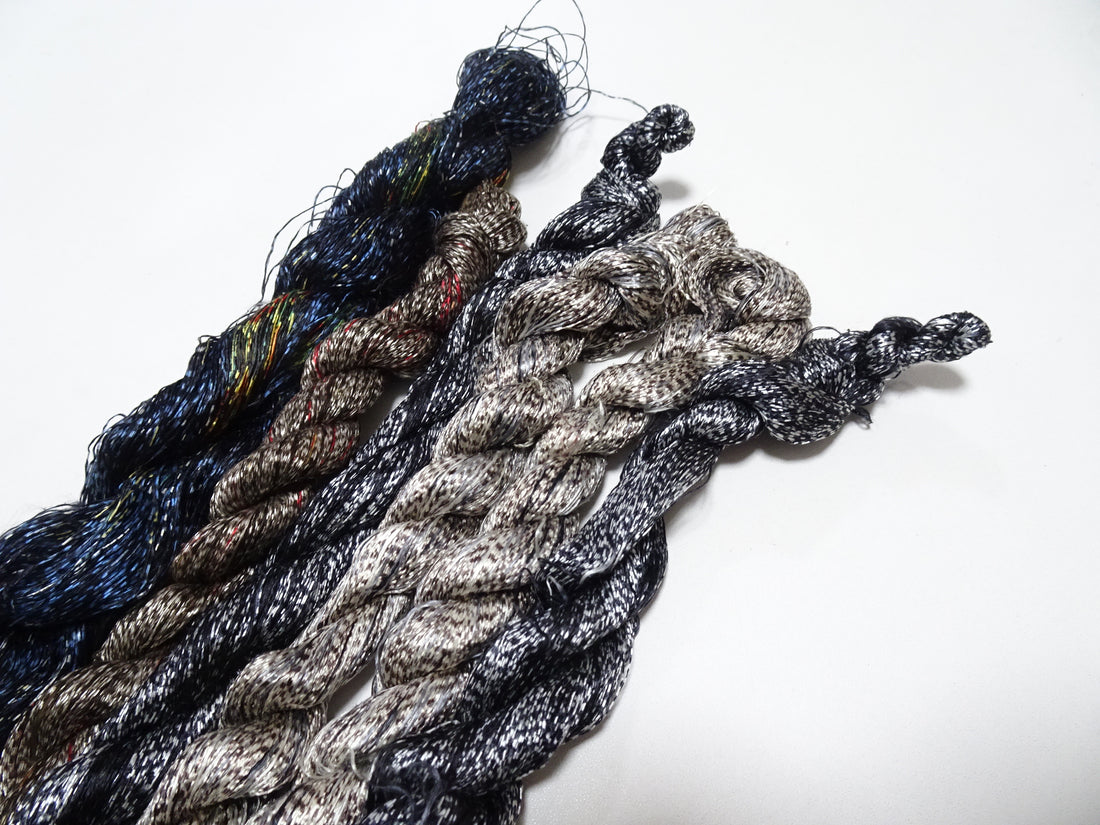 Japanese Vintage Super Rare Mud Dyeing kasuri loose Twisted Silk Thread Various Sets Embroidery & weave 13729