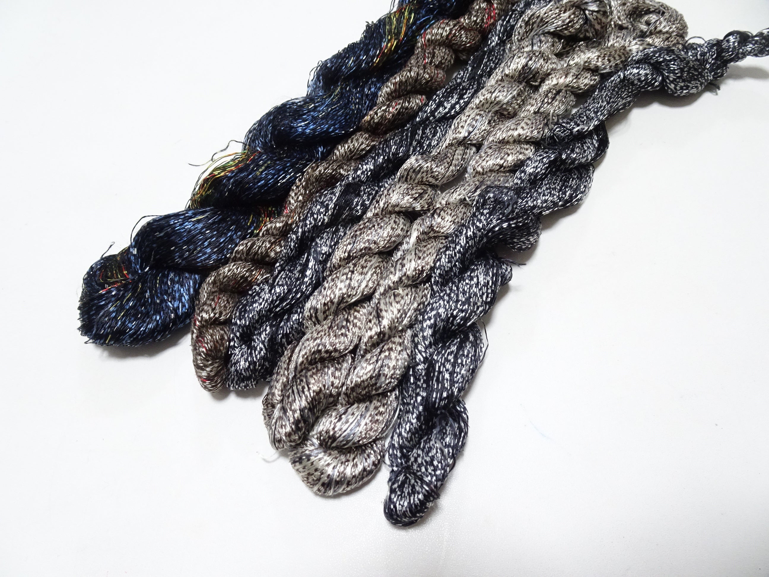 Japanese Vintage Super Rare Mud Dyeing kasuri loose Twisted Silk Thread Various Sets Embroidery & weave 13729