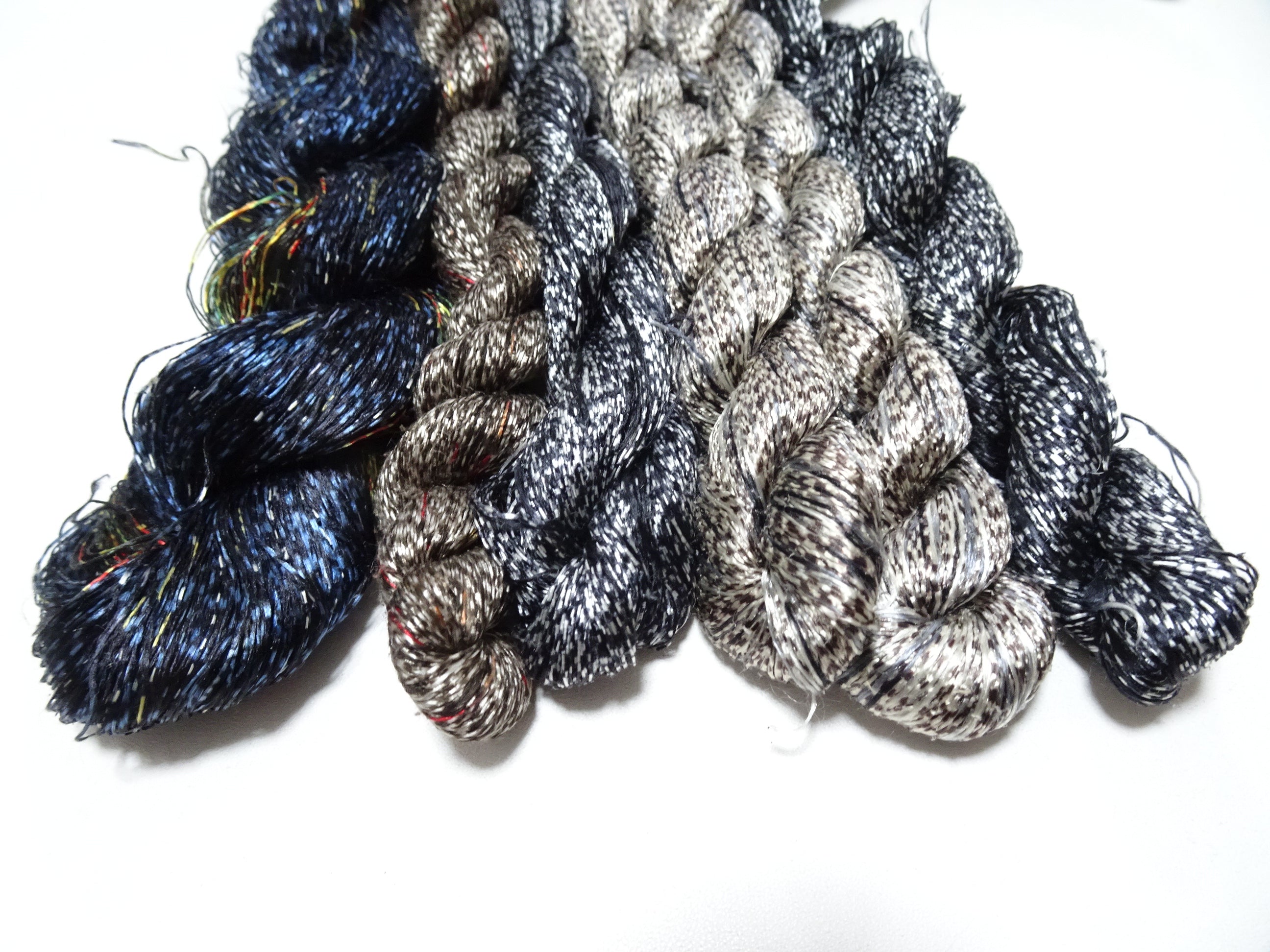 Japanese Vintage Super Rare Mud Dyeing kasuri loose Twisted Silk Thread Various Sets Embroidery & weave 13729