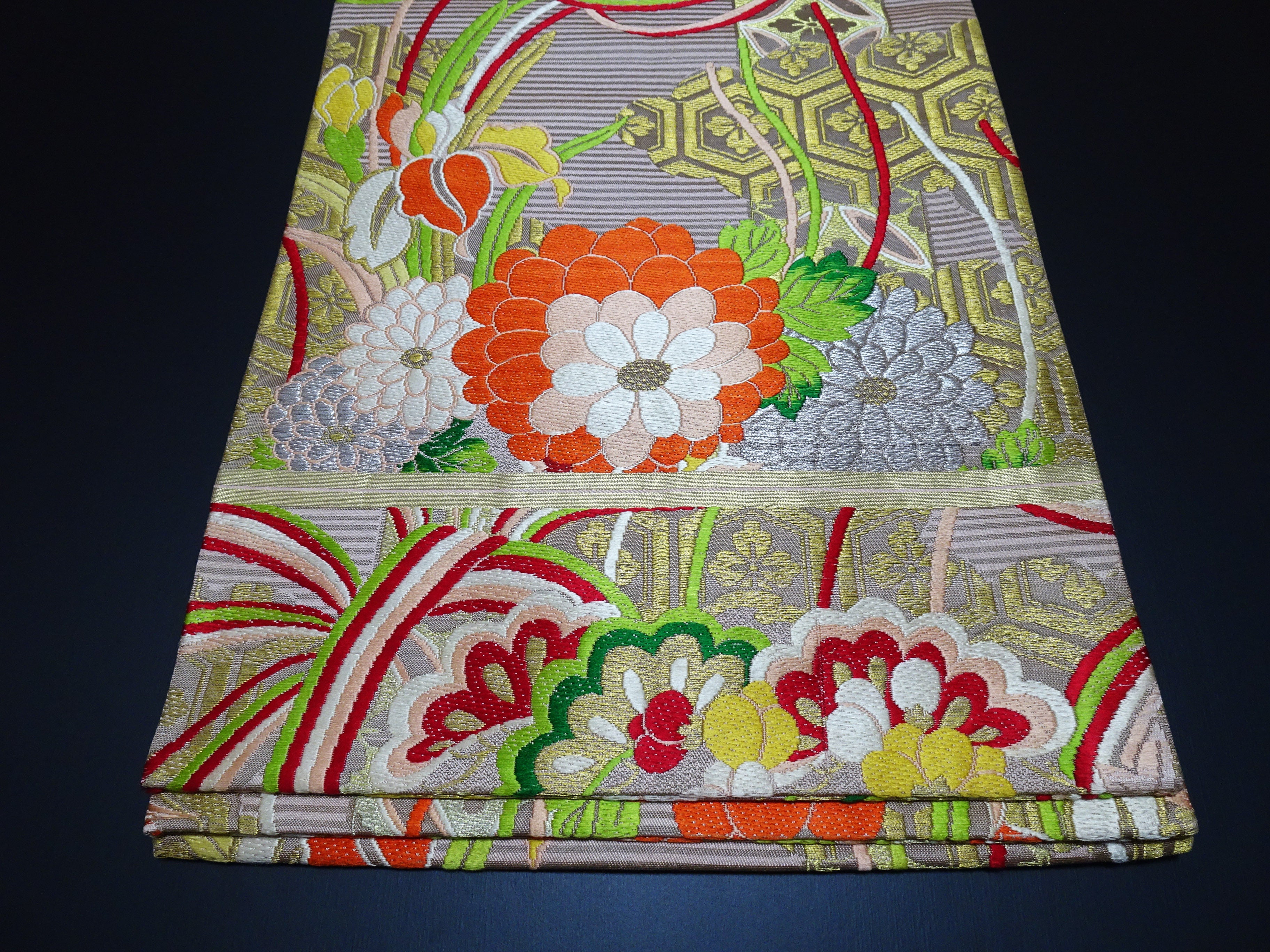 Japanese Antique Maru Obi – Double-Sided All-Over Design  Elegant  17515