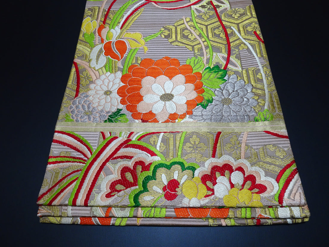 Japanese Antique Maru Obi – Double-Sided All-Over Design  Elegant  17515