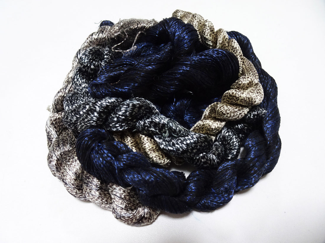 Japanese Vintage Super Rare Mud Dyeing kasuri loose Twisted Silk Thread Various Sets Embroidery & weave 13730