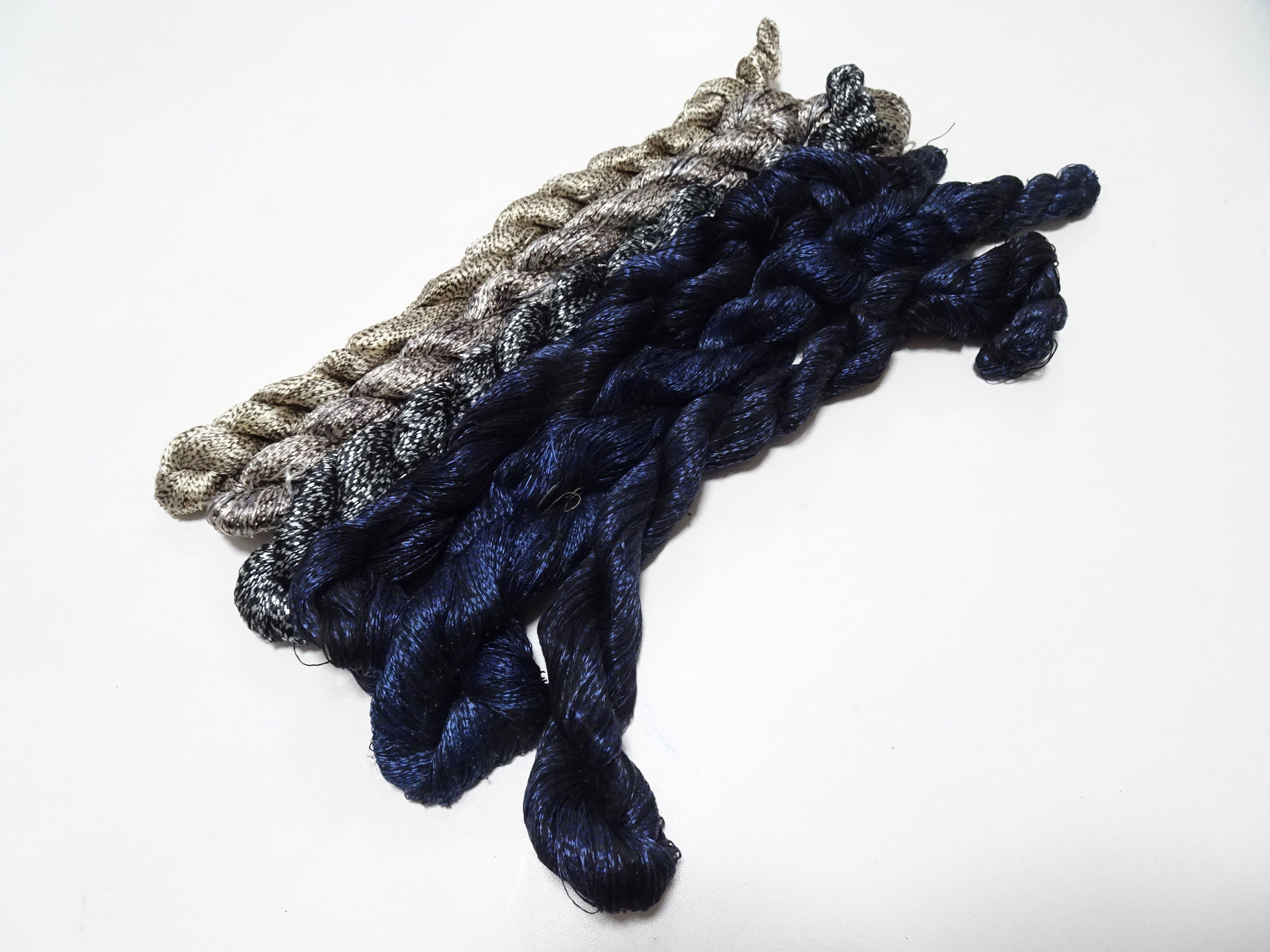 Japanese Vintage Super Rare Mud Dyeing kasuri loose Twisted Silk Thread Various Sets Embroidery & weave 13730