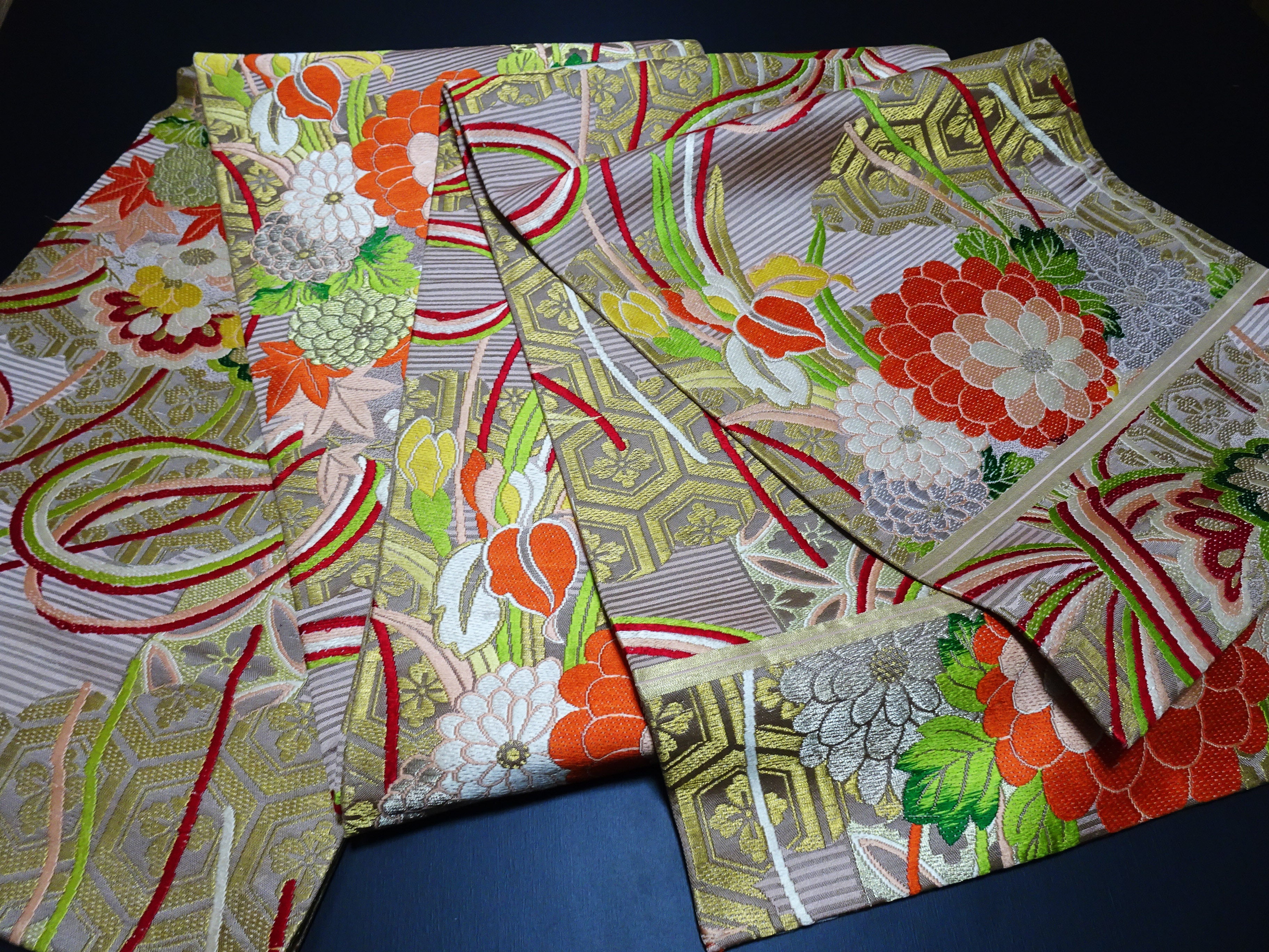 Japanese Antique Maru Obi – Double-Sided All-Over Design  Elegant  17515