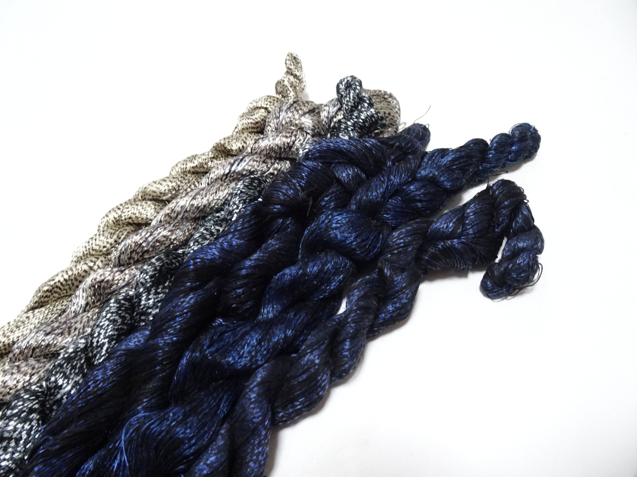 Japanese Vintage Super Rare Mud Dyeing kasuri loose Twisted Silk Thread Various Sets Embroidery & weave 13730