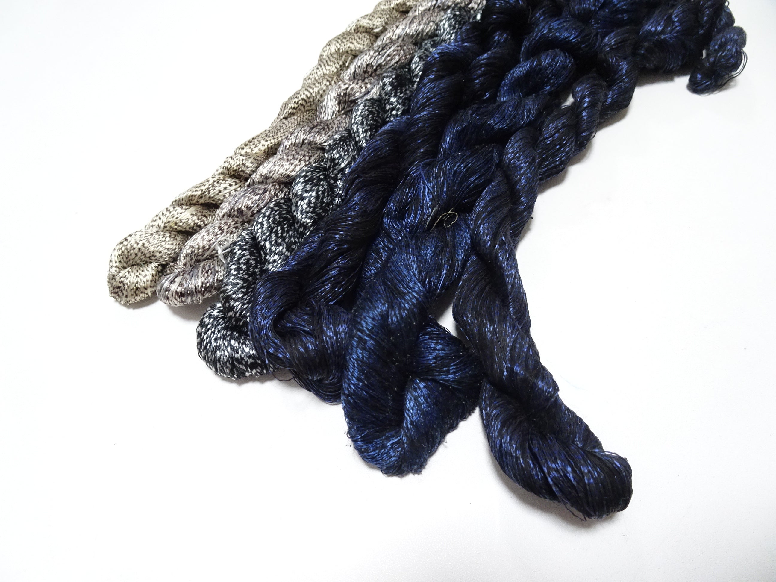 Japanese Vintage Super Rare Mud Dyeing kasuri loose Twisted Silk Thread Various Sets Embroidery & weave 13730