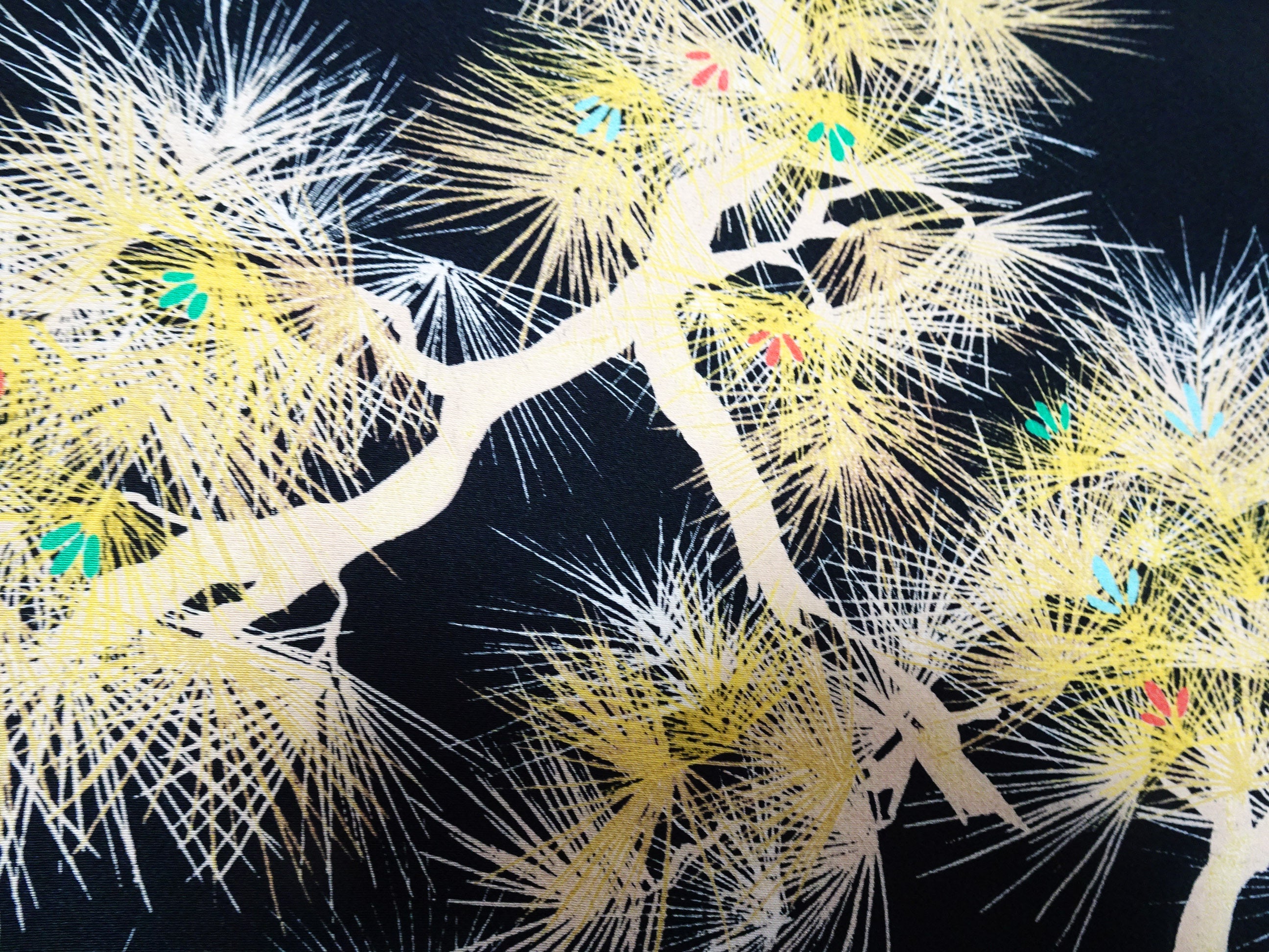 Rare Antique Tango Chirimen Kimono Fabric – Pine Motif on Black Taisho–Early Showa Era | Exceptionally Soft Silk Komon Bolt 14278