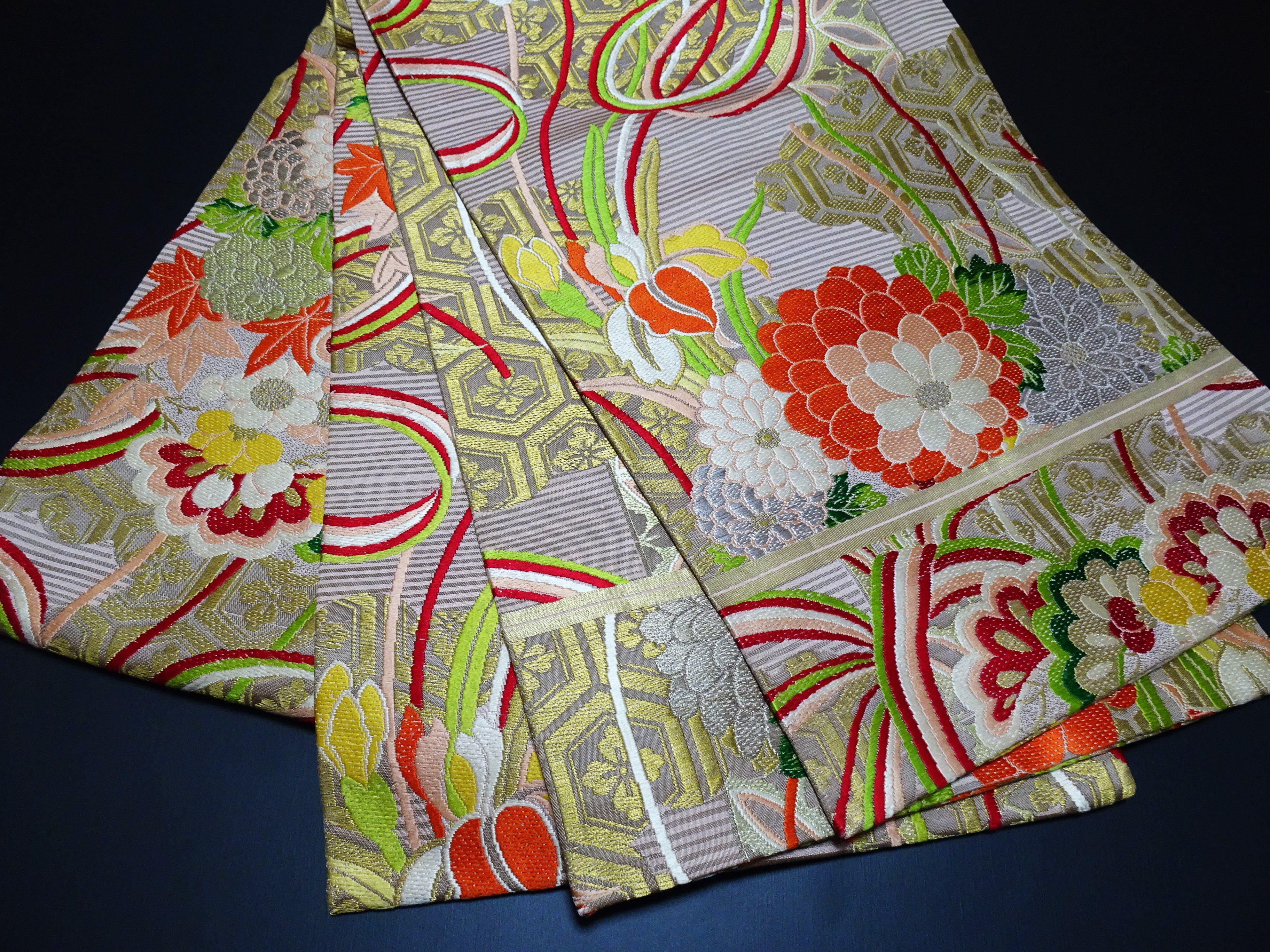 Japanese Antique Maru Obi – Double-Sided All-Over Design  Elegant  17515