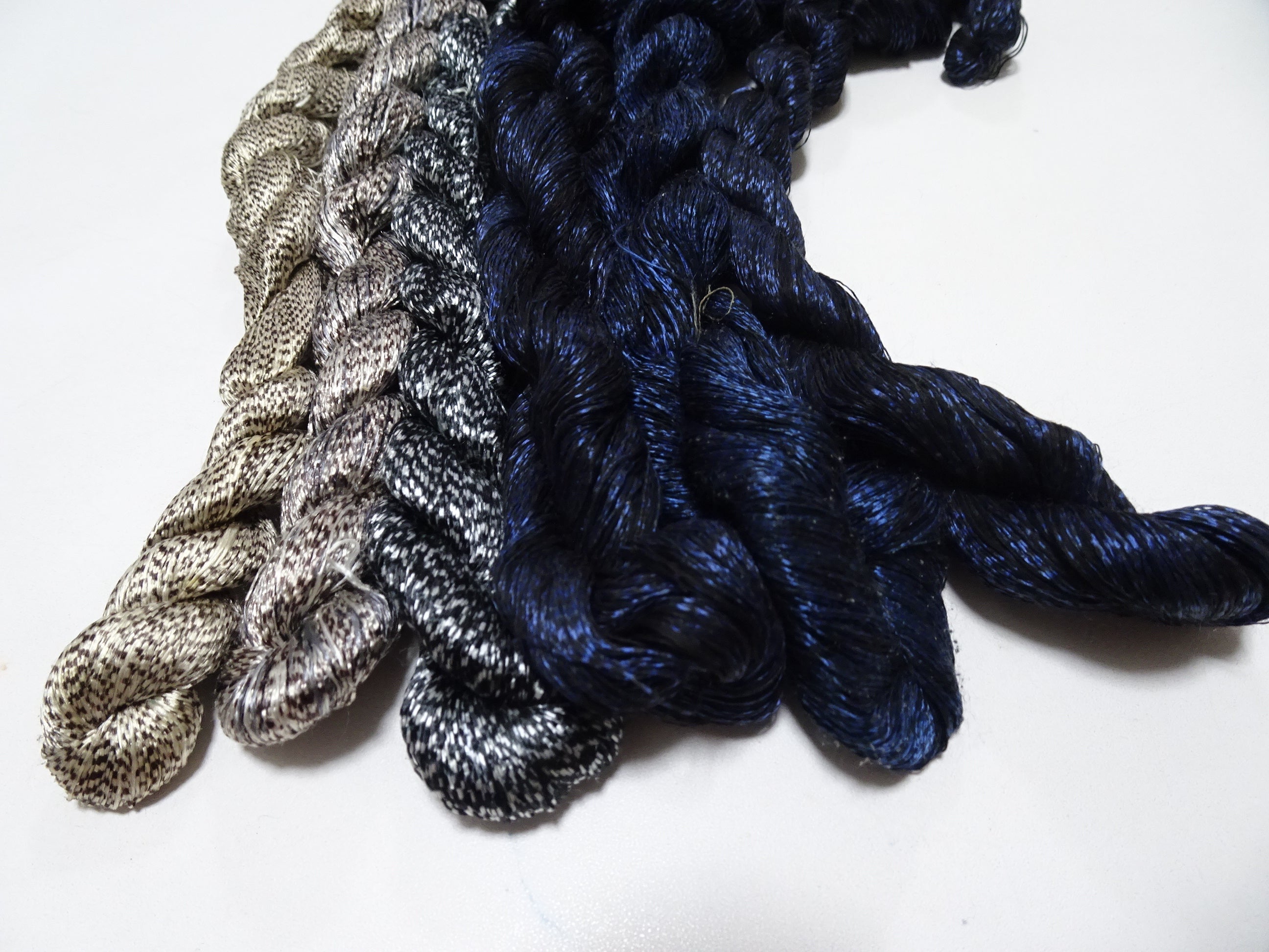 Japanese Vintage Super Rare Mud Dyeing kasuri loose Twisted Silk Thread Various Sets Embroidery & weave 13730