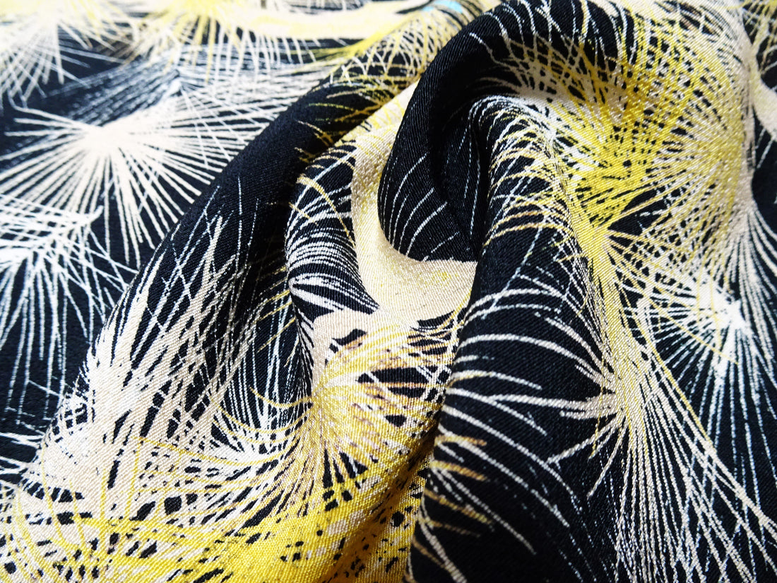 Rare Antique Tango Chirimen Kimono Fabric – Pine Motif on Black Taisho–Early Showa Era | Exceptionally Soft Silk Komon Bolt 14278