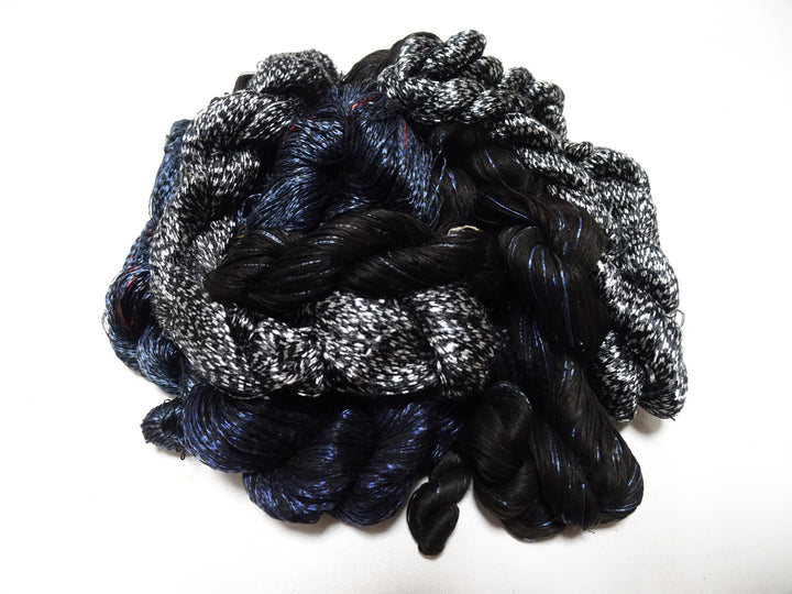 Japanese Vintage Super Rare Mud Dyeing kasuri loose Twisted Silk Thread Various Sets Embroidery & weave 13731