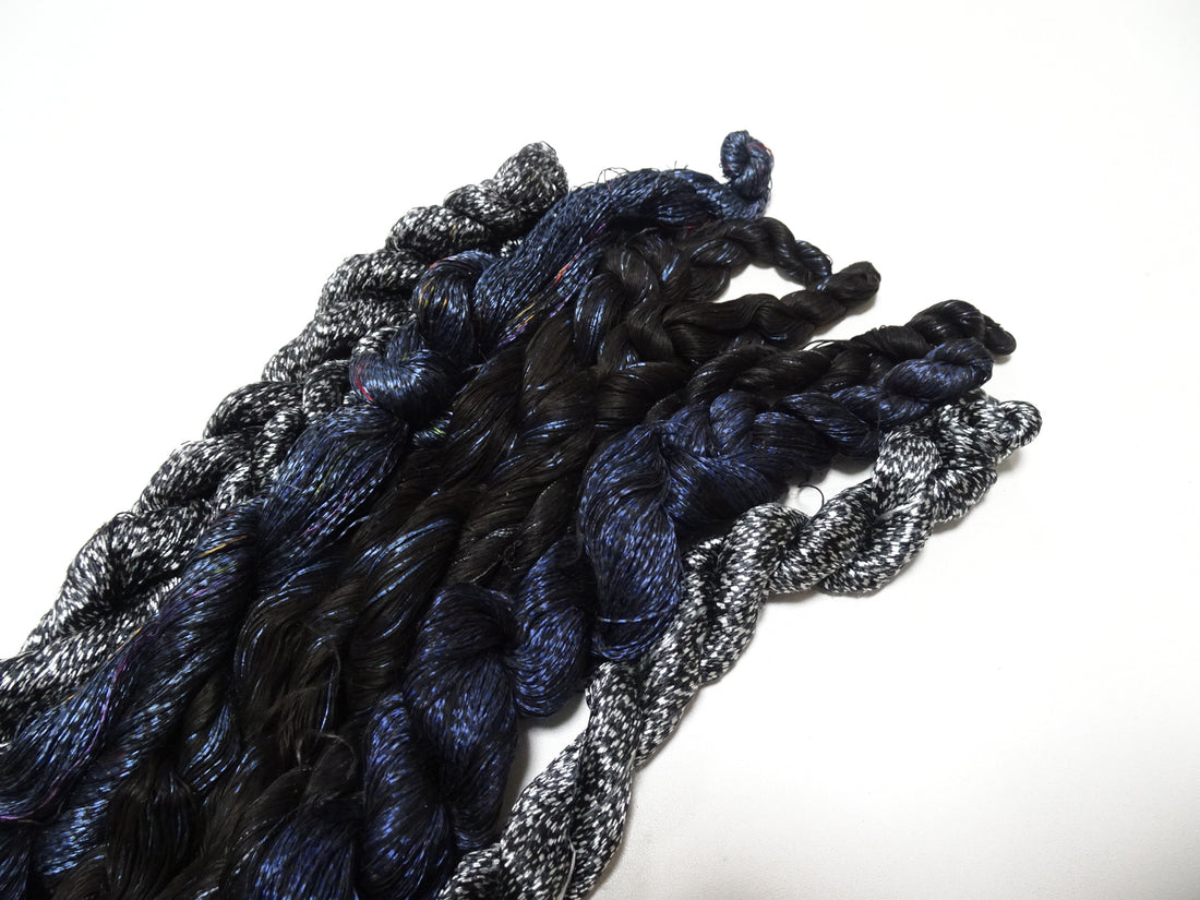 Japanese Vintage Super Rare Mud Dyeing kasuri loose Twisted Silk Thread Various Sets Embroidery & weave 13731