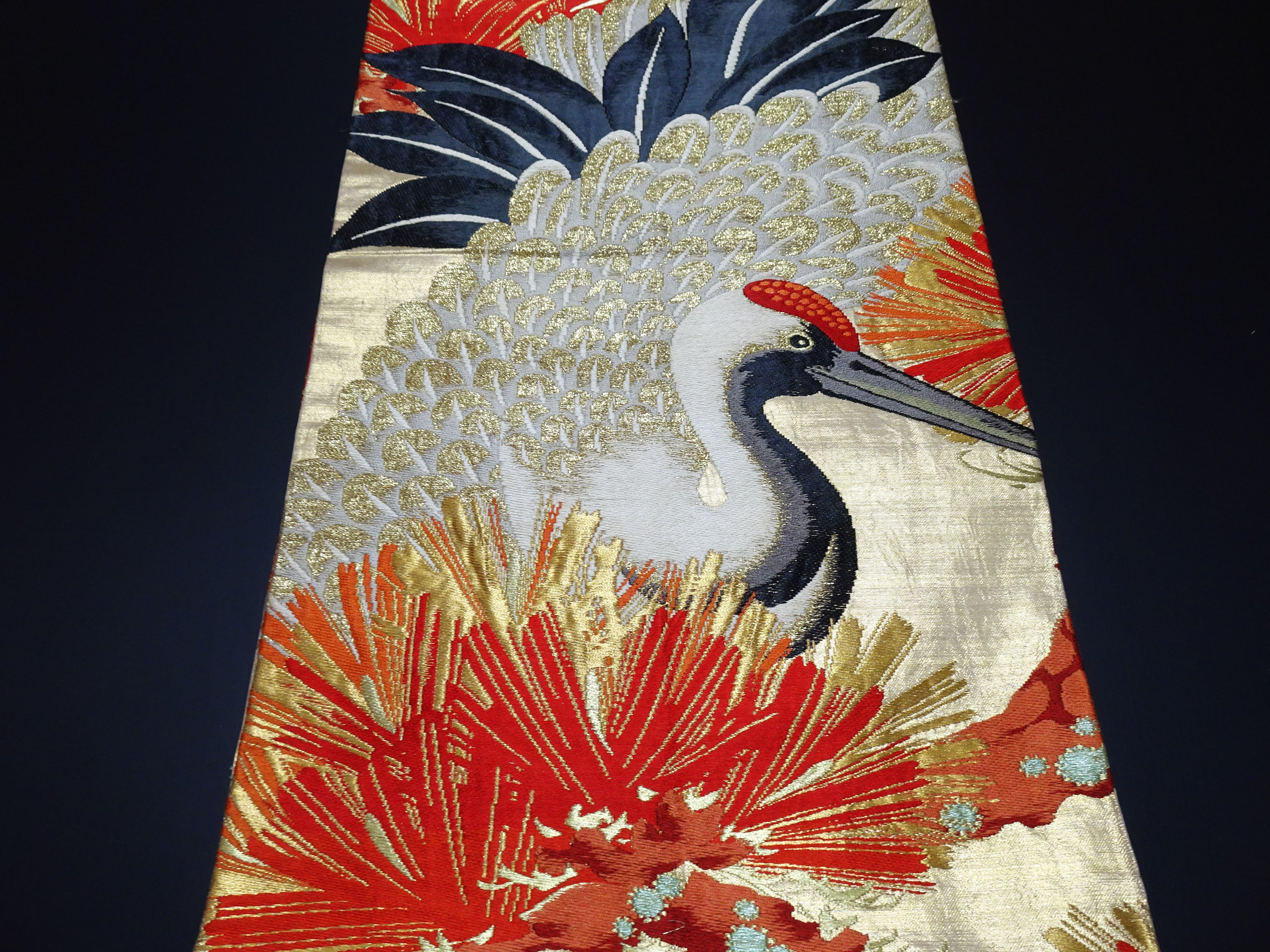 Japanese Antique Maru Obi – Double-Sided All-Over Design  magnificent cranes 17516