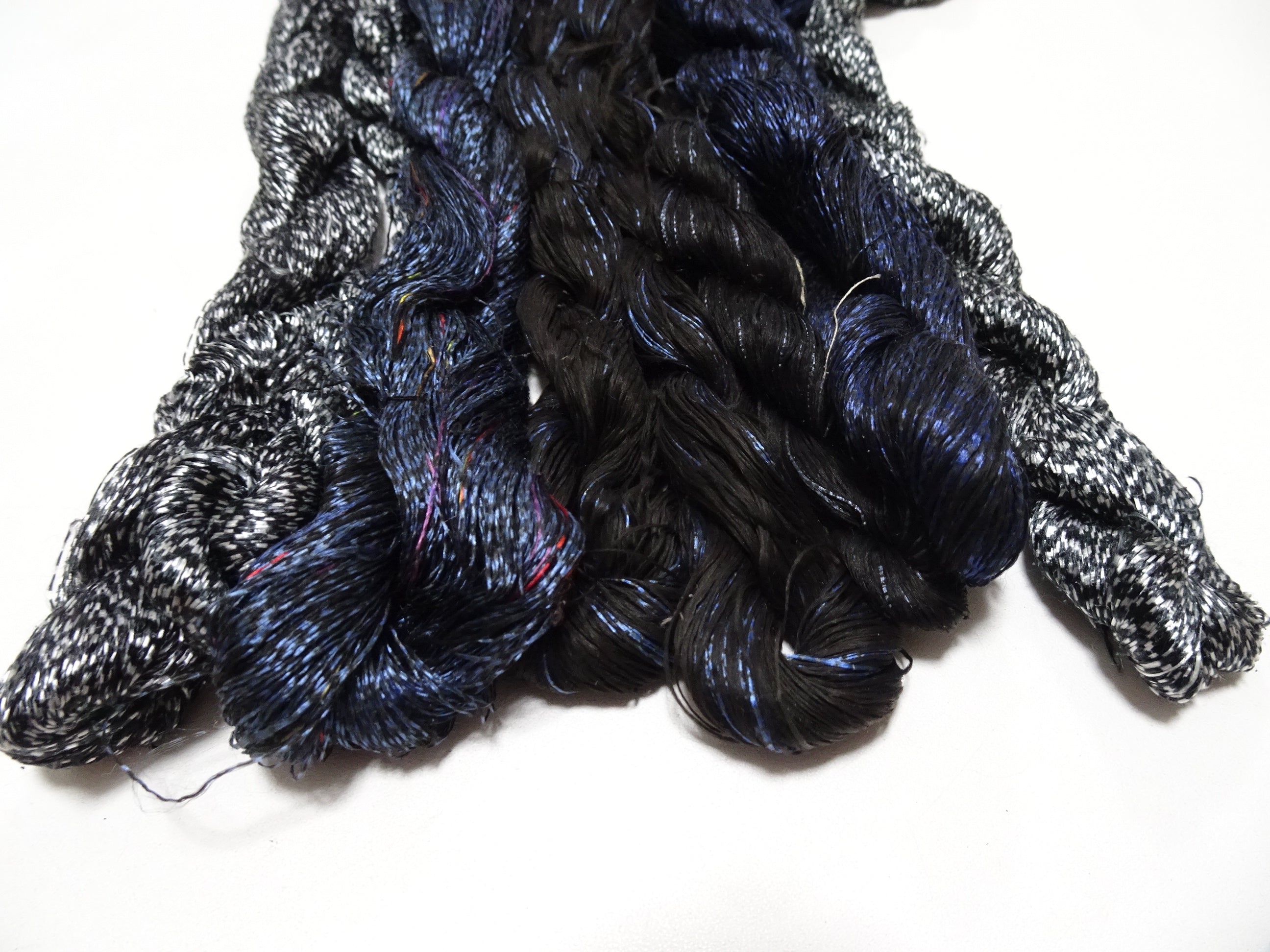 Japanese Vintage Super Rare Mud Dyeing kasuri loose Twisted Silk Thread Various Sets Embroidery & weave 13731