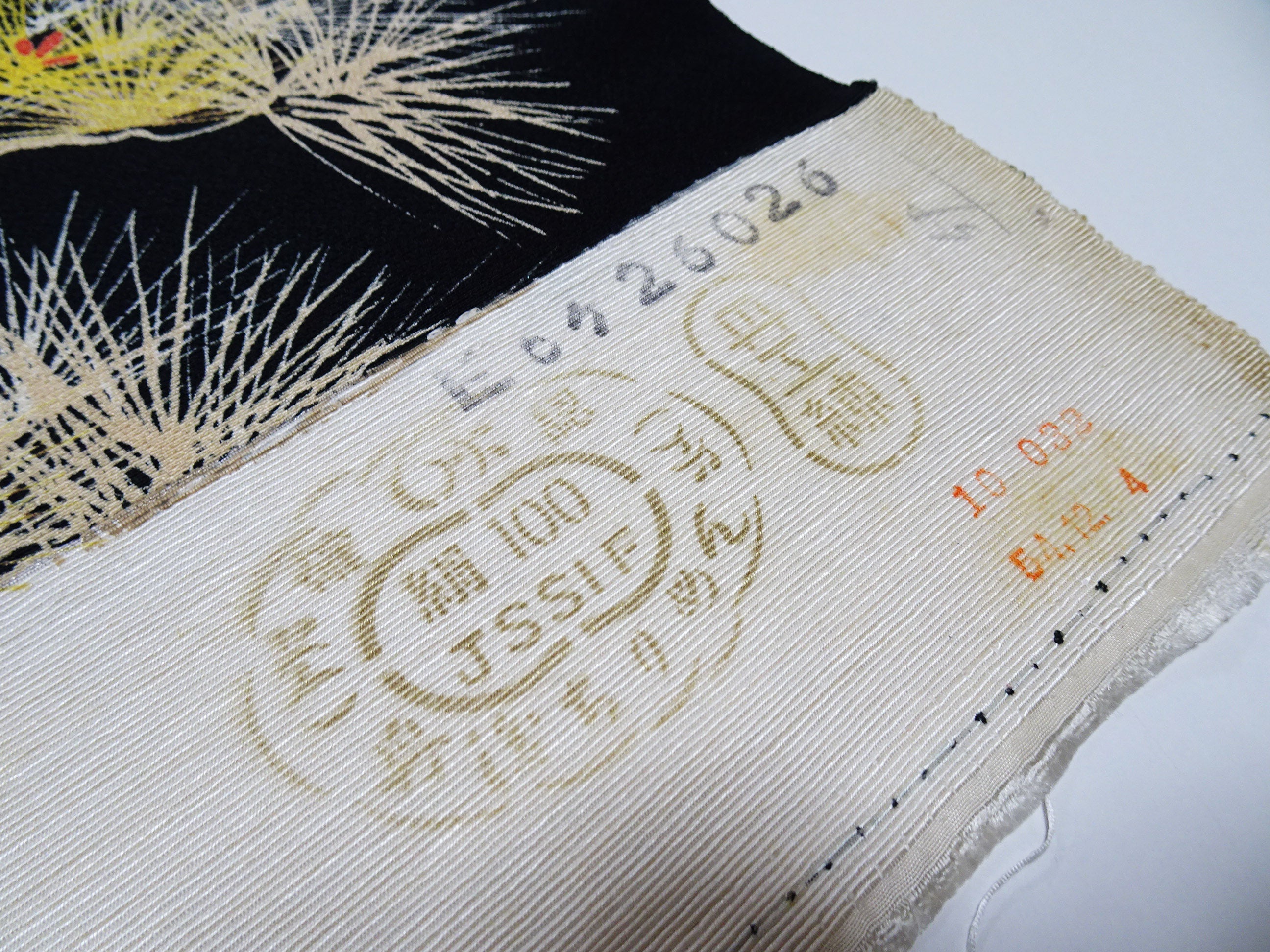 Rare Antique Tango Chirimen Kimono Fabric – Pine Motif on Black Taisho–Early Showa Era | Exceptionally Soft Silk Komon Bolt 14278