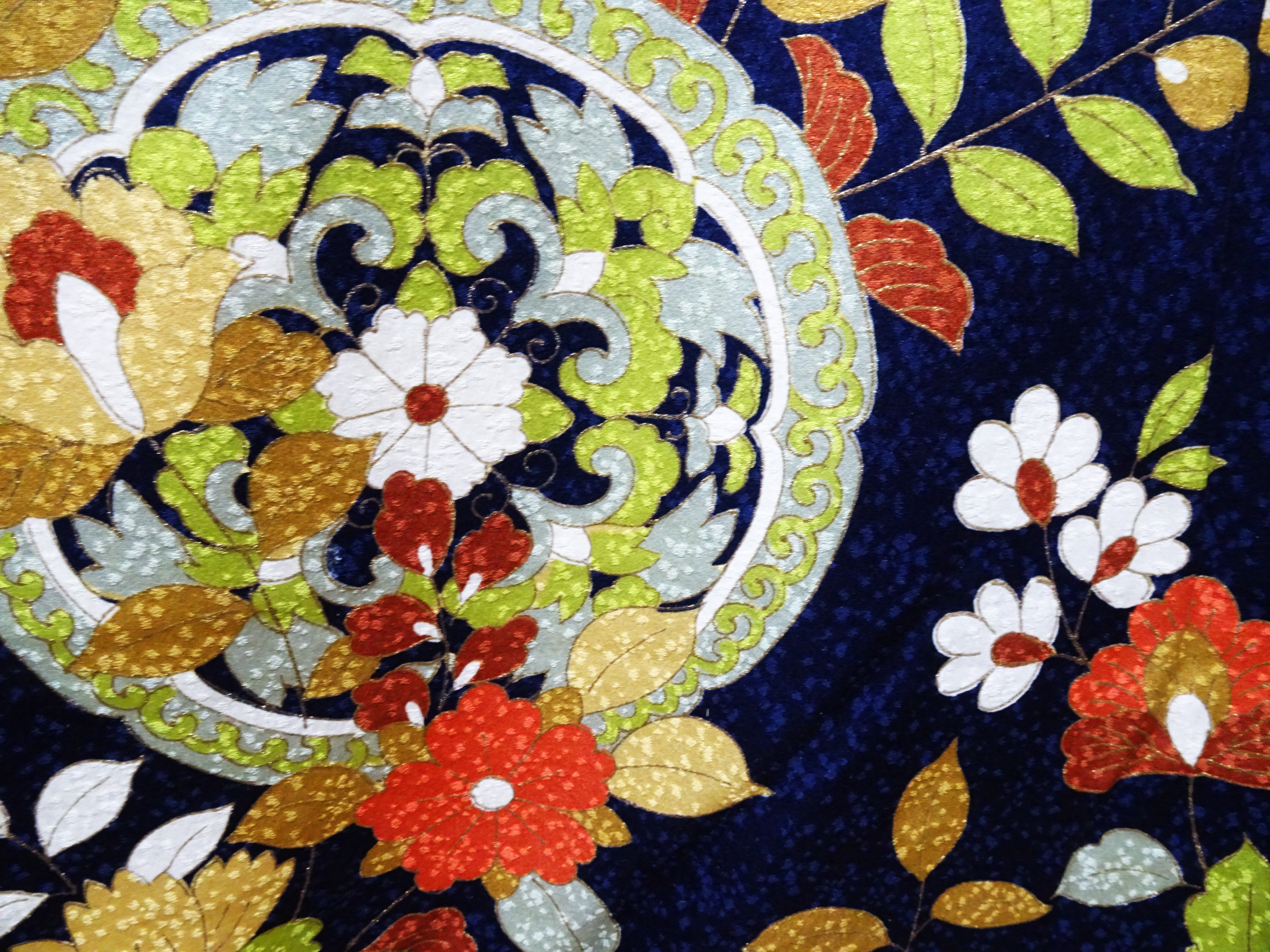 Japanese Kimono Silk Homongi Luxurious Floral Pattern 18100