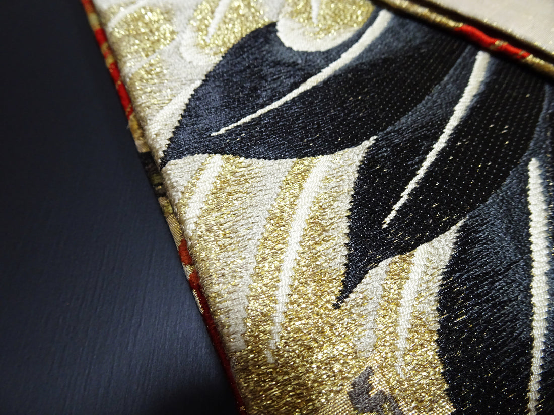 Japanese Antique Maru Obi – Double-Sided All-Over Design  magnificent cranes 17516