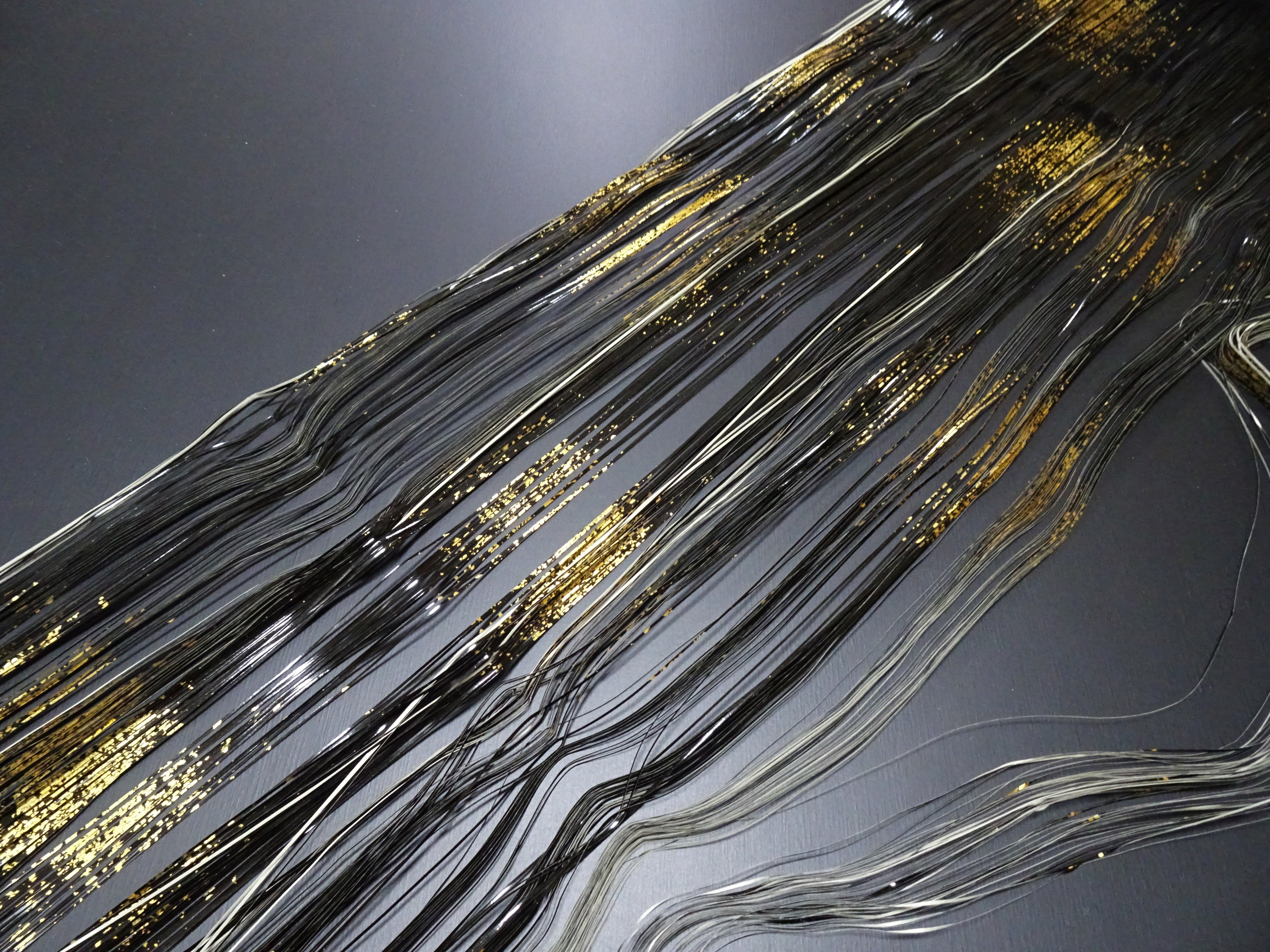 Super Rare Vintage Saga Nishiki Flat Urushi lacquer Kinsunago Thread – Premium Hira-haku, Traditional Japanese Textile Material 16005