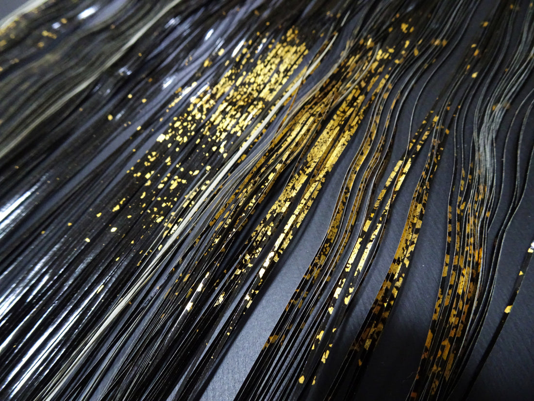 Super Rare Vintage Saga Nishiki Flat Urushi lacquer Kinsunago Thread – Premium Hira-haku, Traditional Japanese Textile Material 16005