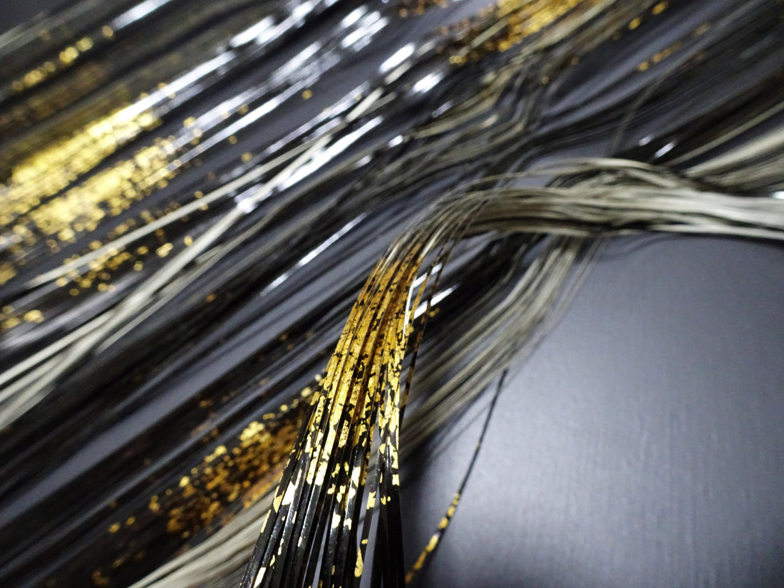 Super Rare Vintage Saga Nishiki Flat Urushi lacquer Kinsunago Thread – Premium Hira-haku, Traditional Japanese Textile Material 16005