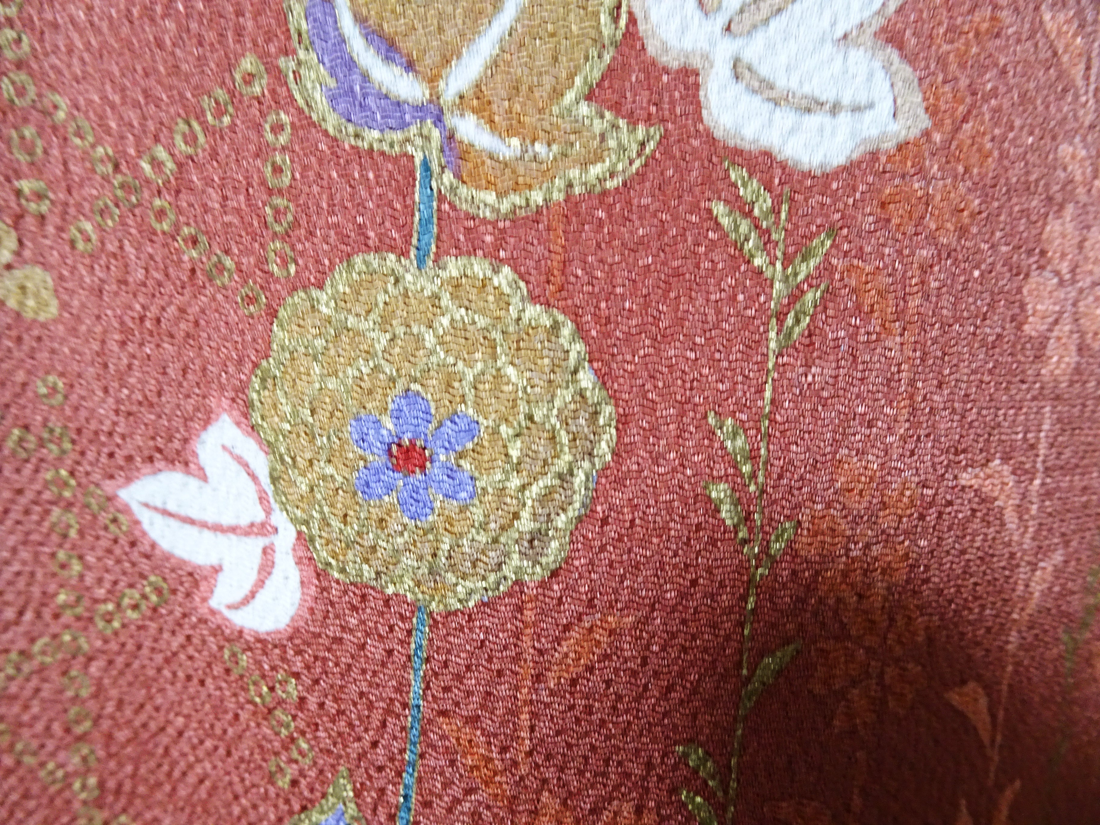 Japanese Kimono Chirimen Silk Homongi Bokashi Dyed Luxurious Floral Pattern 18101