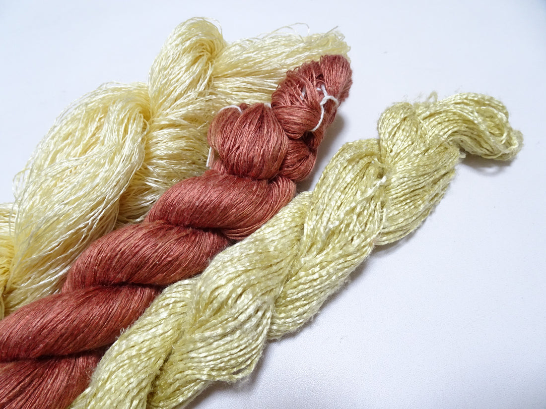 Japanese Vintage Mawata Tsumugi Fine Quality Silk Thread 3sets embroidery & Weave 17984