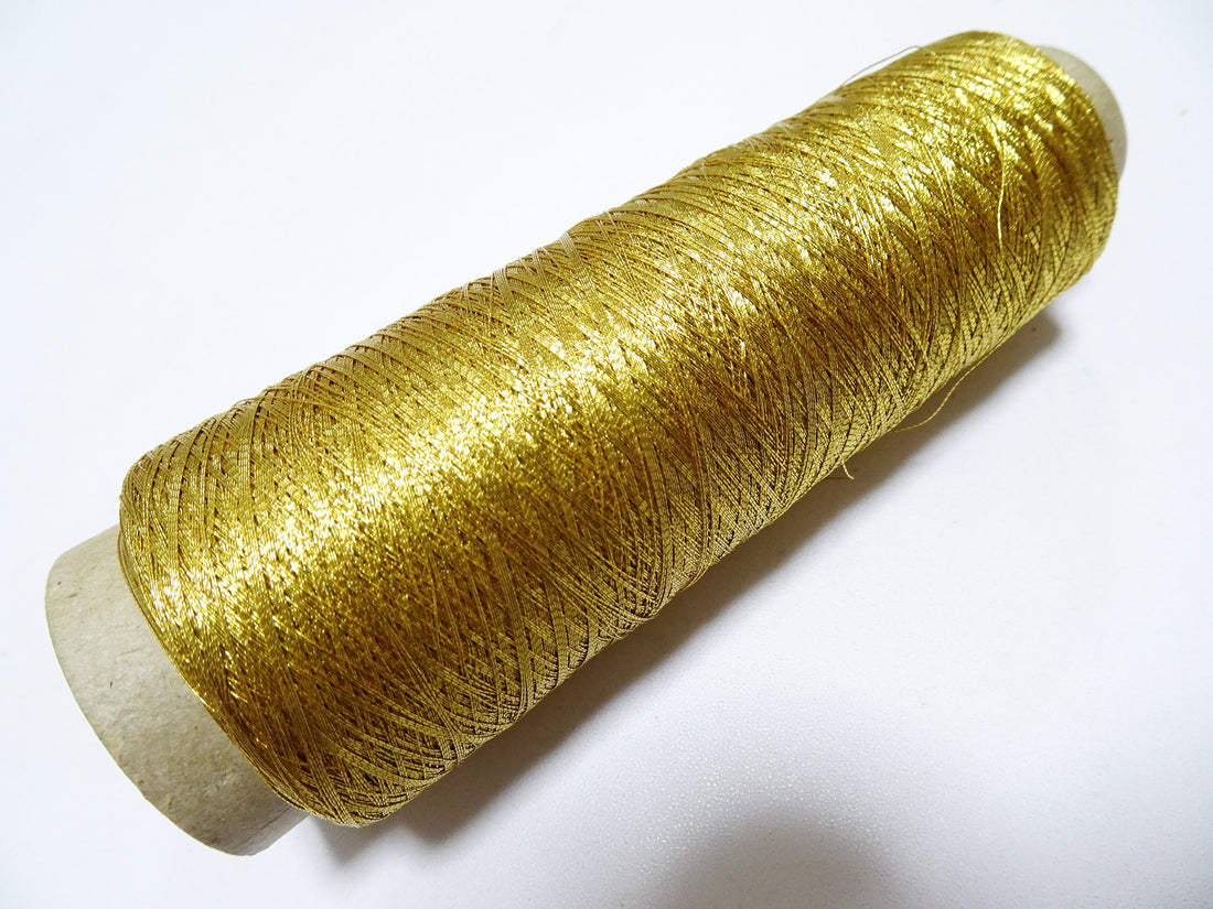 Limited 1 Special Price! More 700M Japanese Vintage Rare Superb 24K gold leaf thread embroidery  0.16mm
