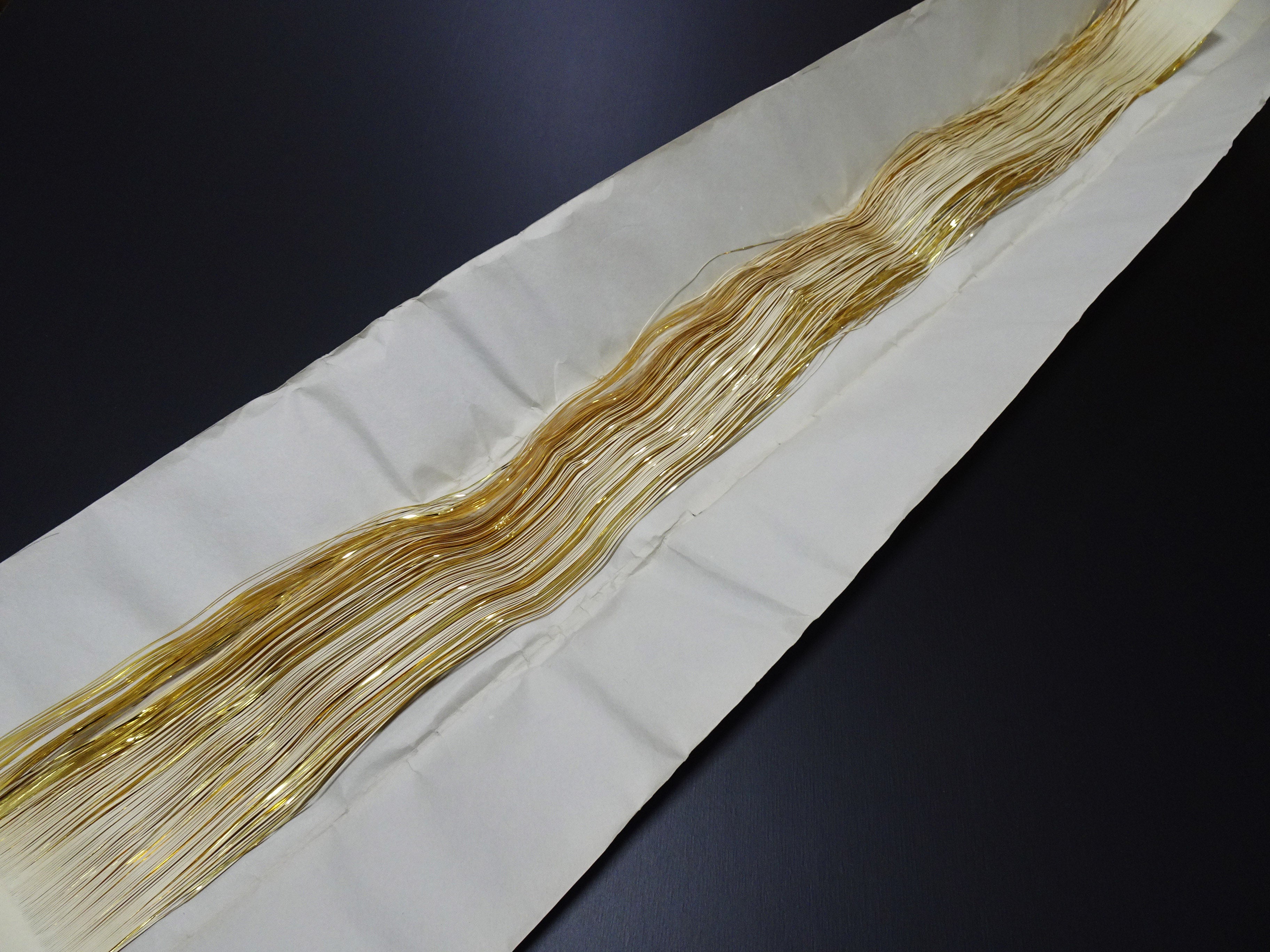 Super Rare Vintage Saga Nishiki Flat Semi-Real Gold Leaf Thread – Premium Hira-haku, Traditional Japanese Textile Material 16007