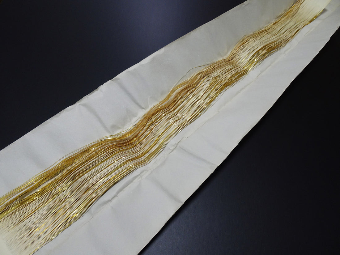Super Rare Vintage Saga Nishiki Flat Semi-Real Gold Leaf Thread – Premium Hira-haku, Traditional Japanese Textile Material 16007
