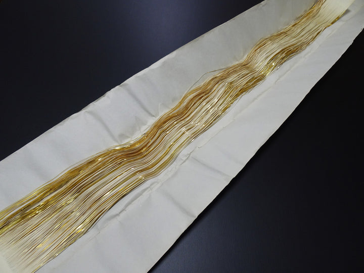 Super Rare Vintage Saga Nishiki Flat Semi-Real Gold Leaf Thread – Premium Hira-haku, Traditional Japanese Textile Material 16007