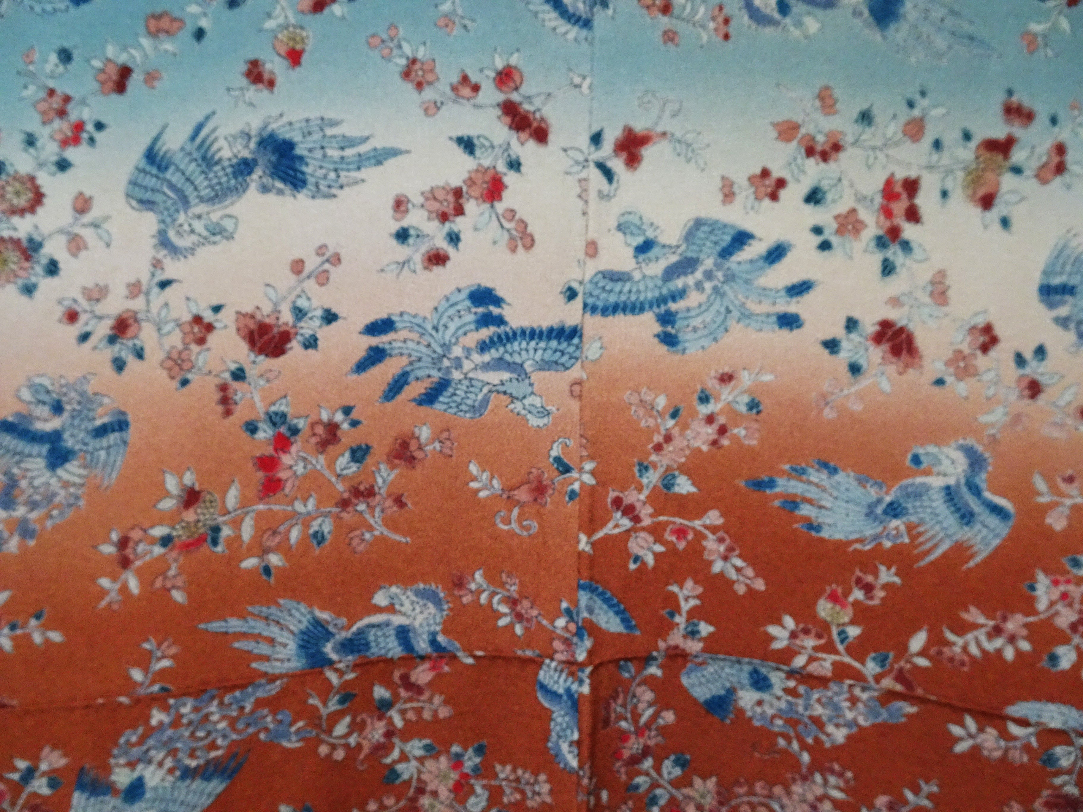 Japanese Kimono Chirimen Silk Homongi Bokashi Dyed Luxurious Floral Pattern 18102