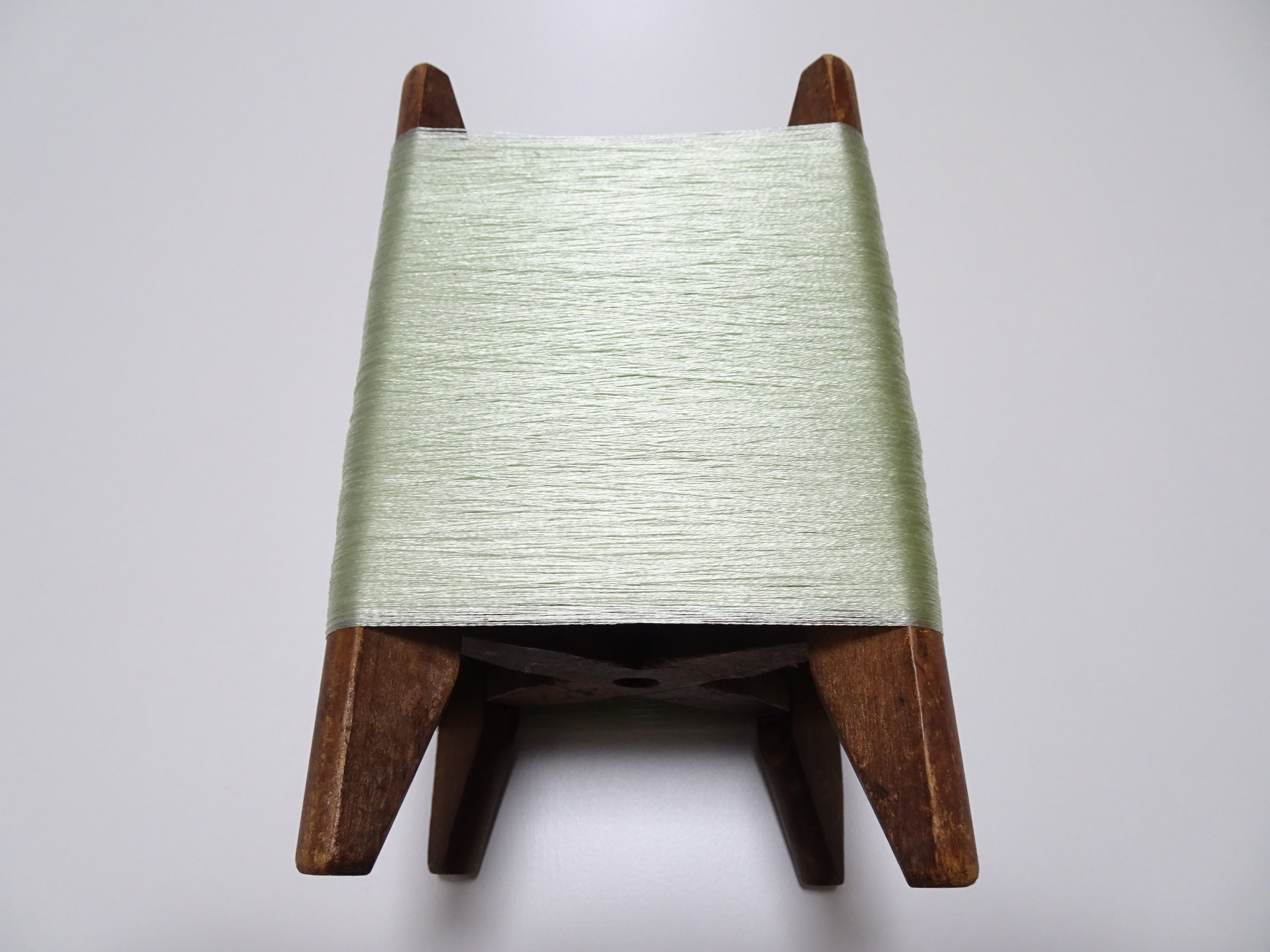 Japanese Vintage Wooden Spool & Silk Thread Embroidery 17985