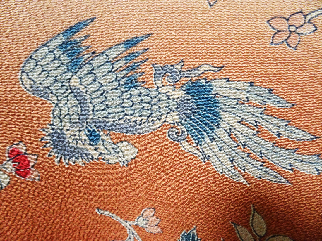 Japanese Kimono Chirimen Silk Homongi Bokashi Dyed Luxurious Floral Pattern 18102