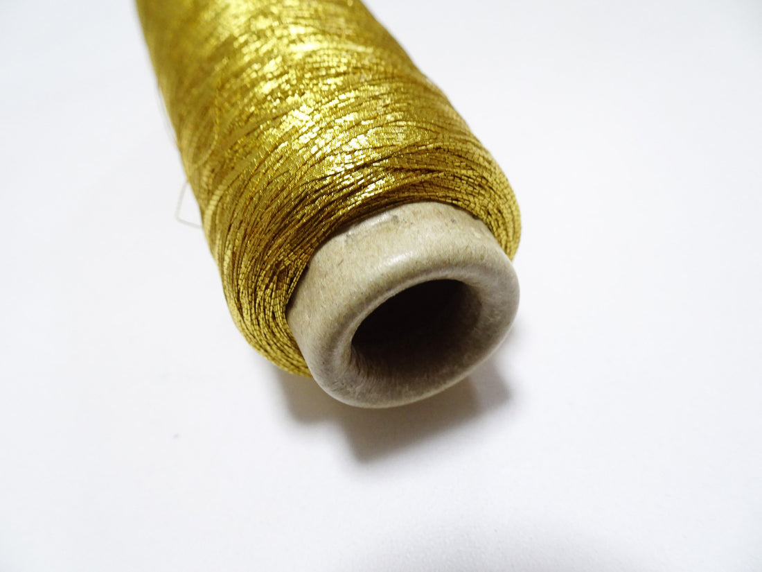 Limited 1 Special Price! More 700M Japanese Vintage Rare Superb 24K gold leaf thread embroidery  0.16mm