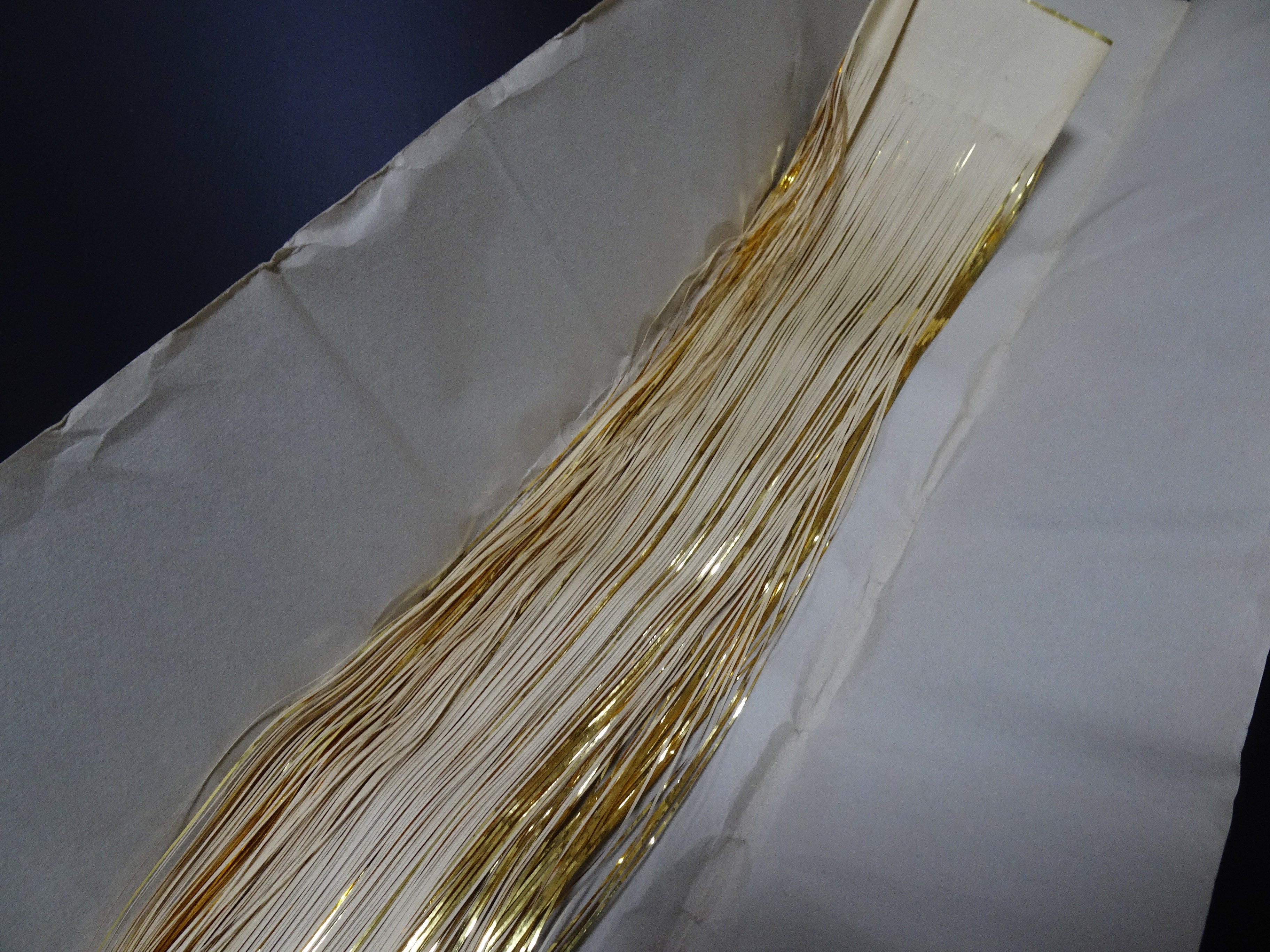 Super Rare Vintage Saga Nishiki Flat Semi-Real Gold Leaf Thread – Premium Hira-haku, Traditional Japanese Textile Material 16007