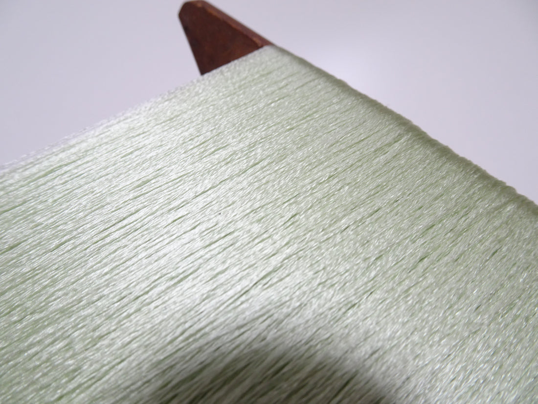 Japanese Vintage Wooden Spool & Silk Thread Embroidery 17985