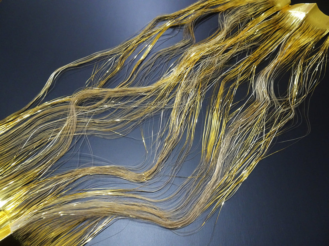 Super Rare Vintage Saga Nishiki Flat Semi-Real Gold Leaf Thread – Premium Hira-haku, Traditional Japanese Textile Material 16007