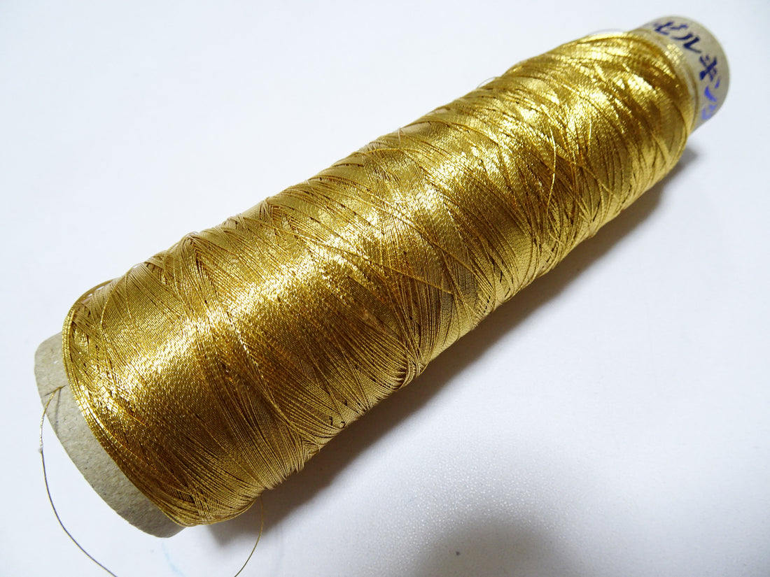 Limited 1 Special Price! More 400M Japanese Vintage Rare Superb 24K gold leaf thread embroidery  0.16mm