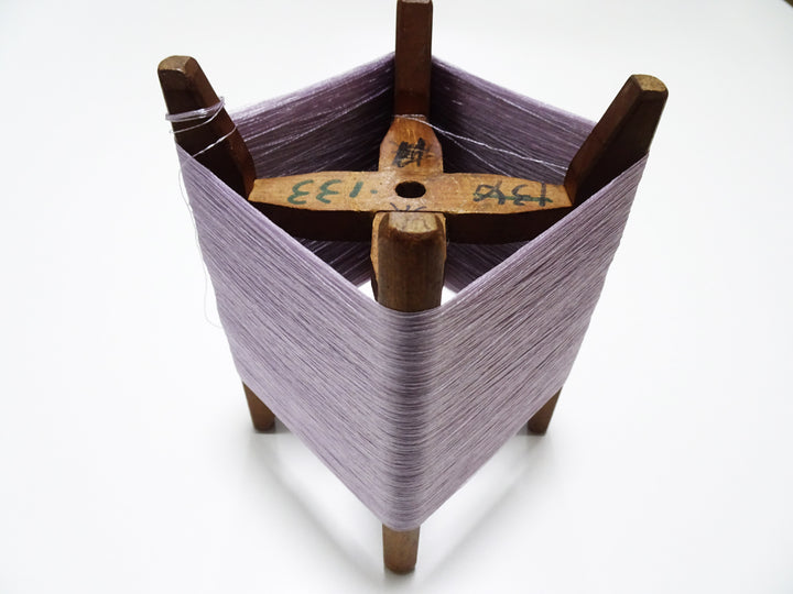 Japanese Vintage Wooden Spool & Silk Thread Embroidery 17986