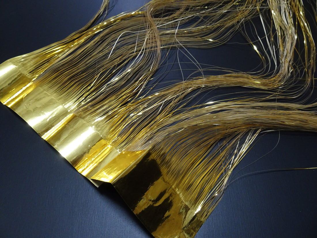 Super Rare Vintage Saga Nishiki Flat Semi-Real Gold Leaf Thread – Premium Hira-haku, Traditional Japanese Textile Material 16007