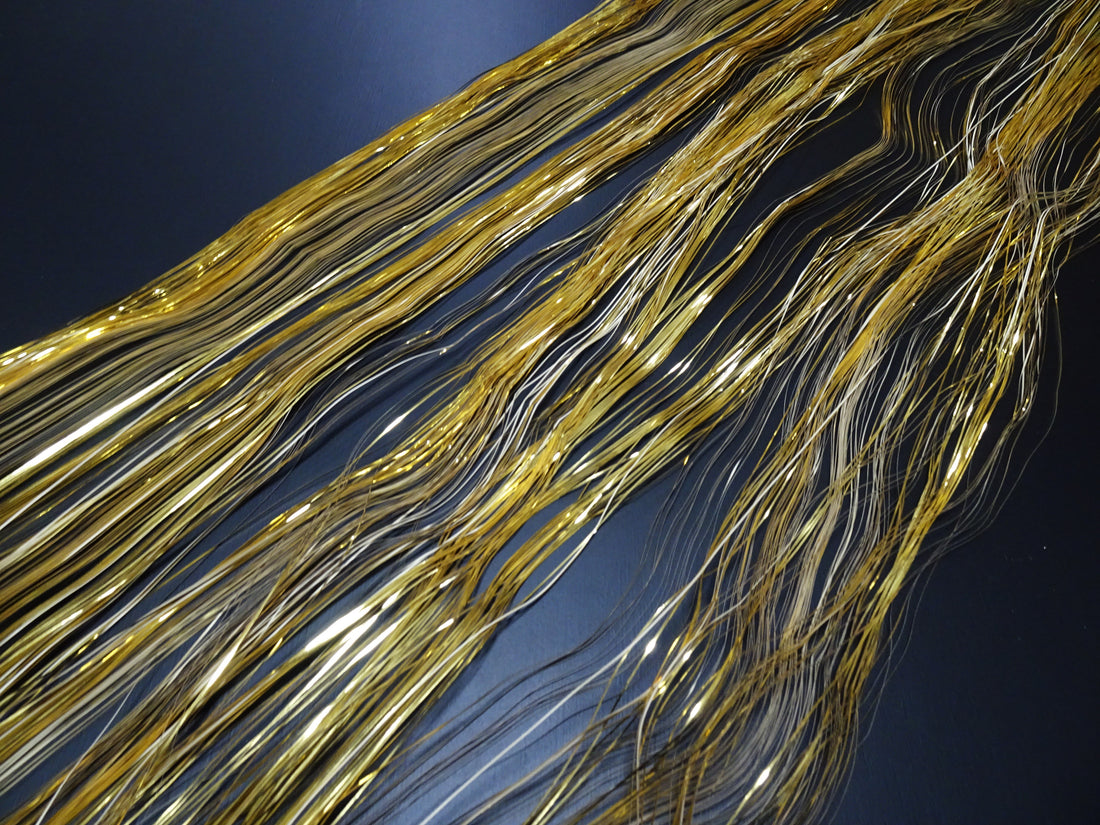 Super Rare Vintage Saga Nishiki Flat Semi-Real Gold Leaf Thread – Premium Hira-haku, Traditional Japanese Textile Material 16007