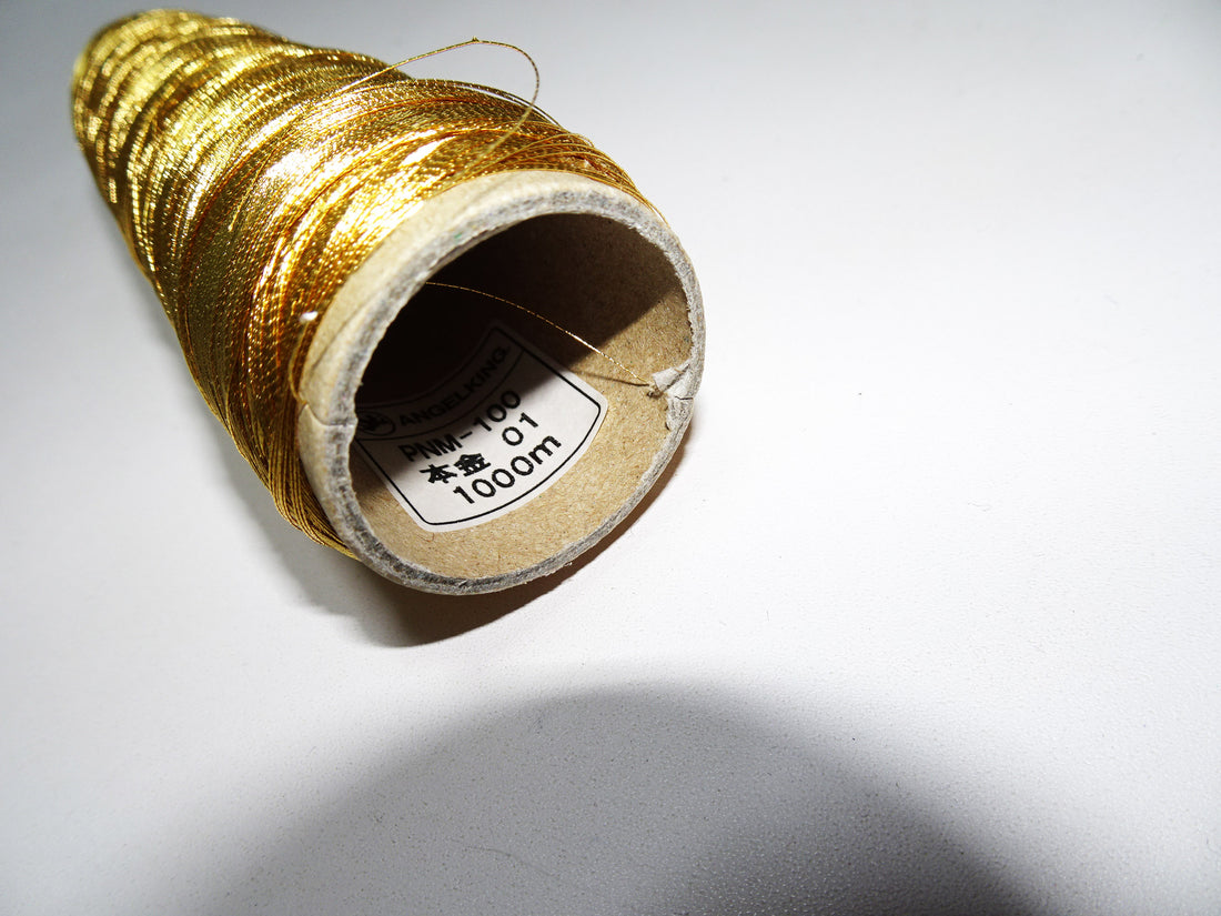 Limited 1 Special Price! More 400M Japanese Vintage Rare Superb 24K gold leaf thread embroidery  0.16mm