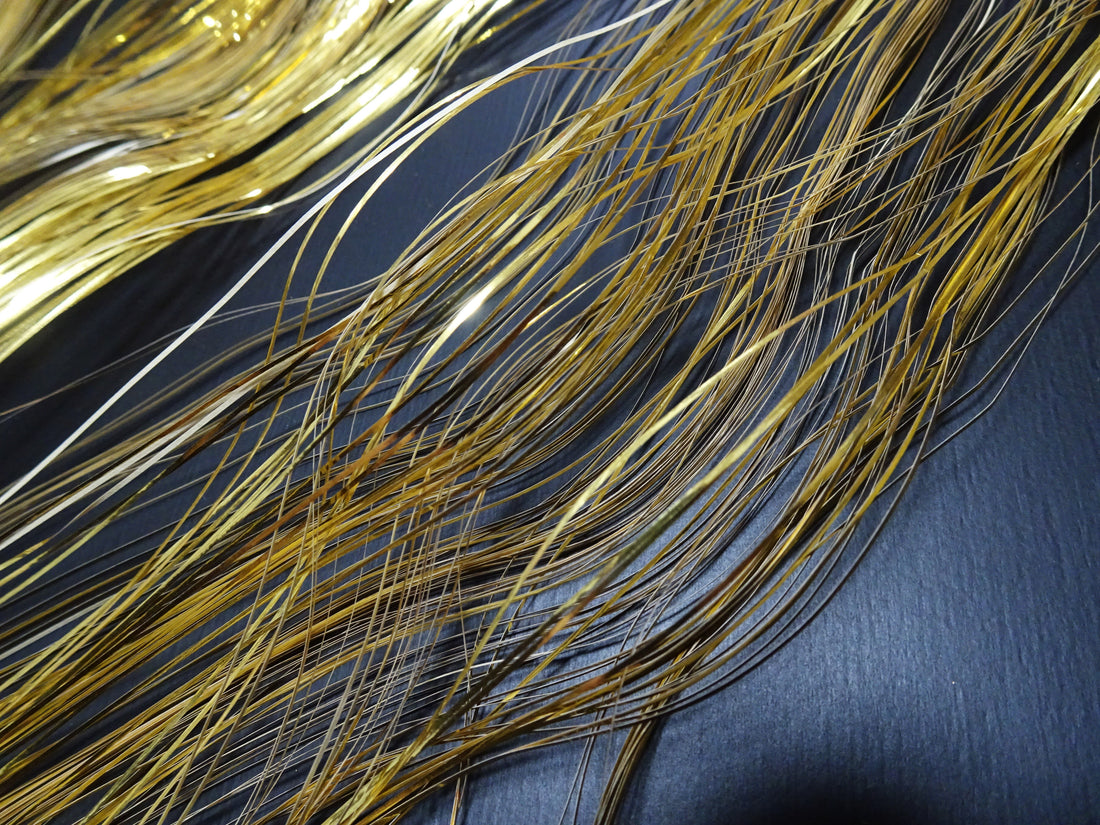 Super Rare Vintage Saga Nishiki Flat Semi-Real Gold Leaf Thread – Premium Hira-haku, Traditional Japanese Textile Material 16007