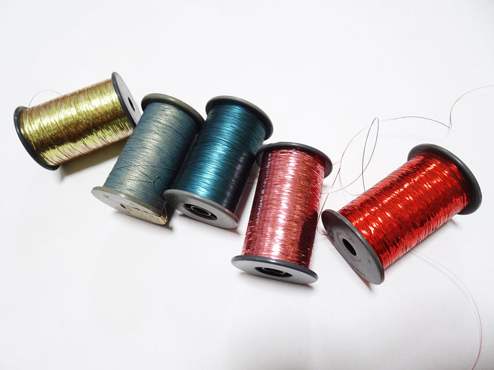 Japanese Vintage Metal thread flat type Hirahaku 5set  Aluminum foil &  Washi(japanese paper) embroidery 15285
